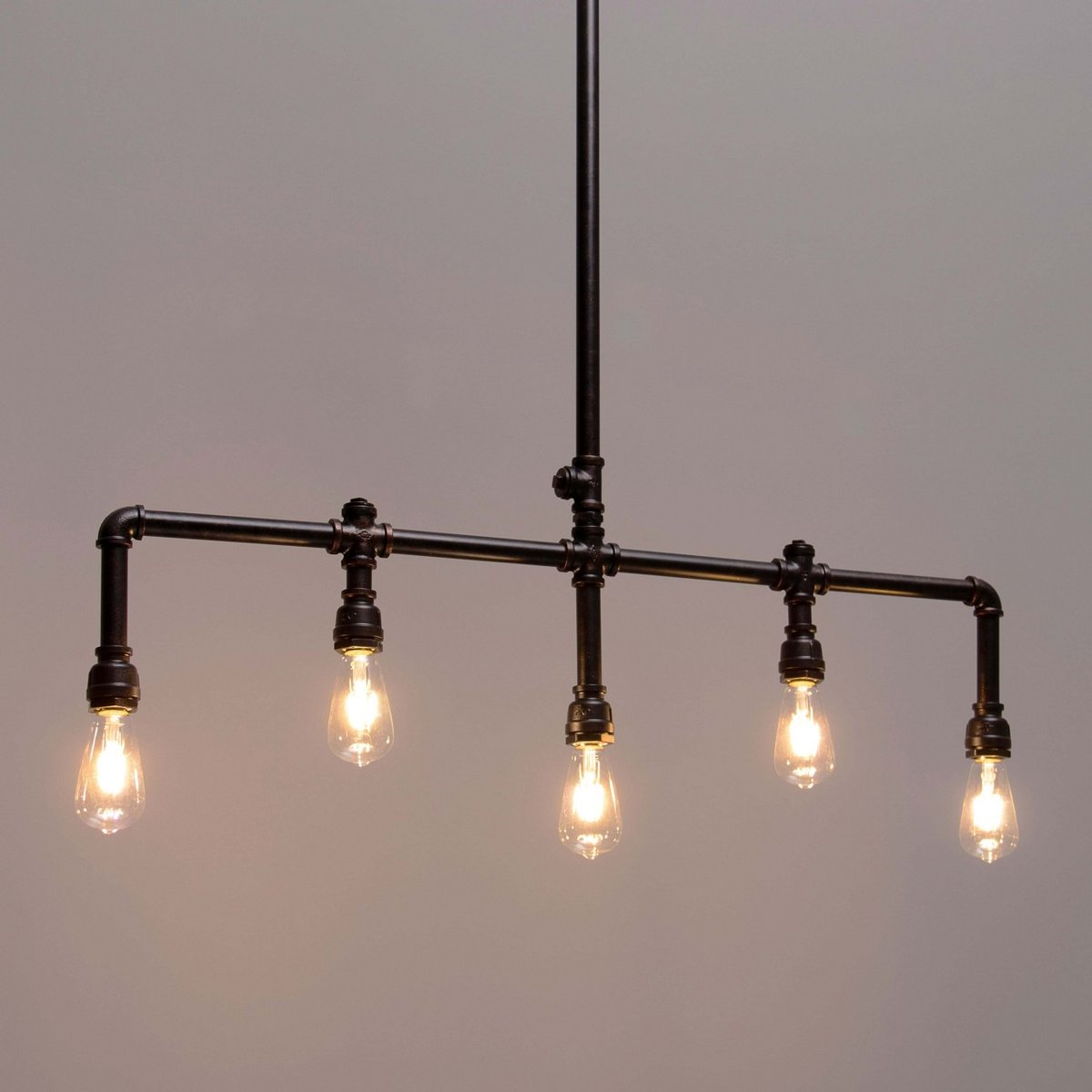 Suspension rétro 5 lumières - LUIGI marron, KOSILUM