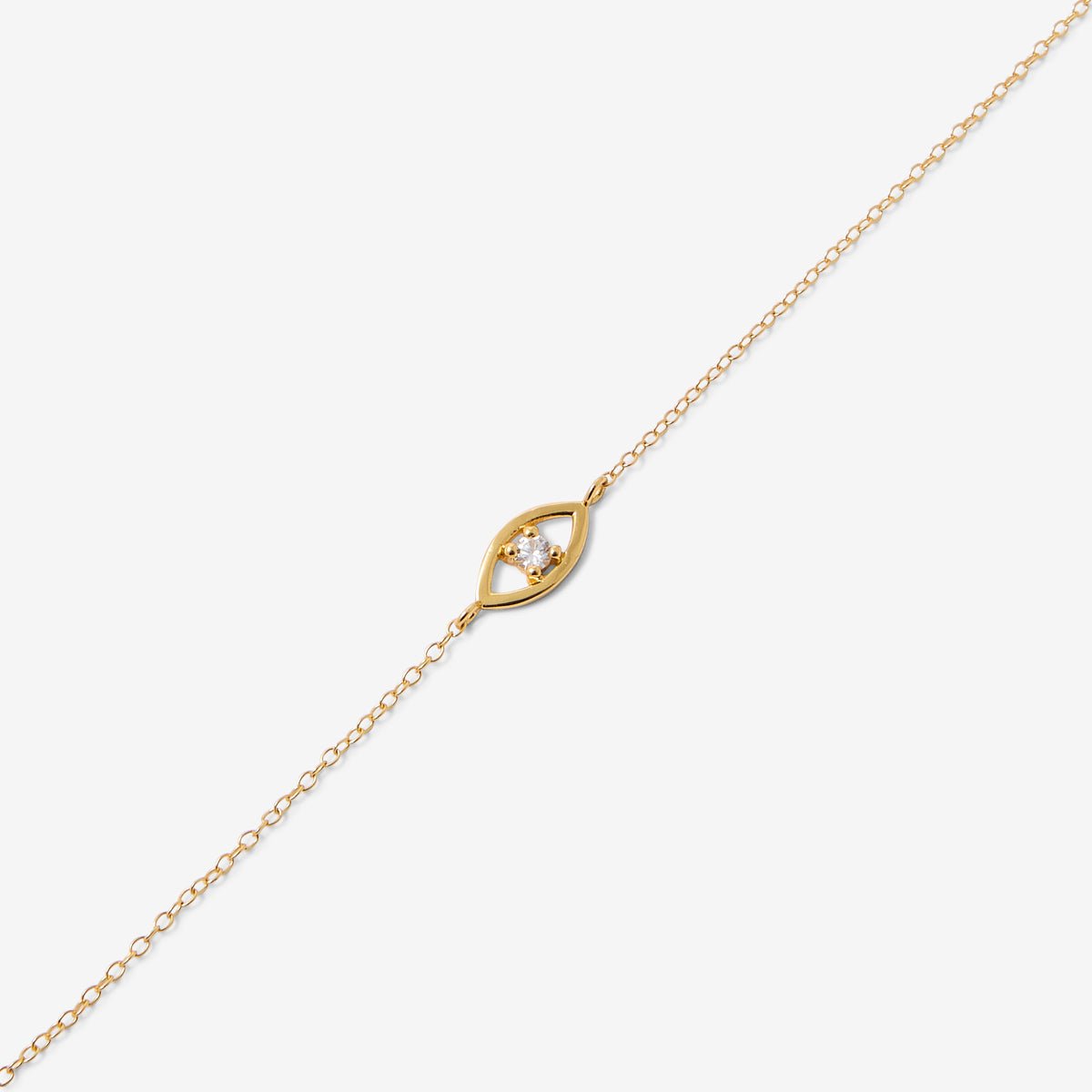 Bracelet chaine fine œil avec zircon - argent garanti 925 doré, BALABOOSTE