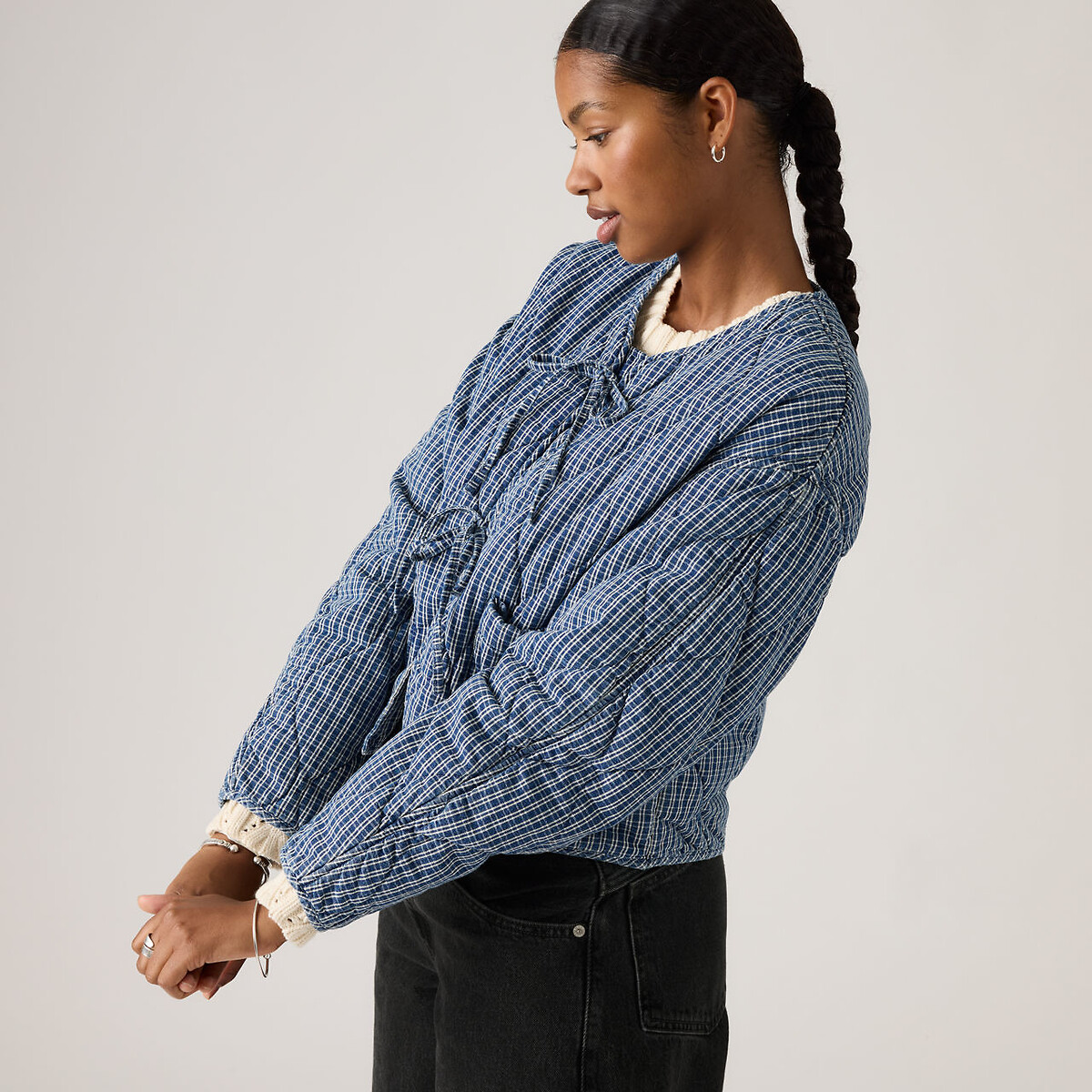 Veste matelassée à nouer rayé bleu/blanc, LEVI'S