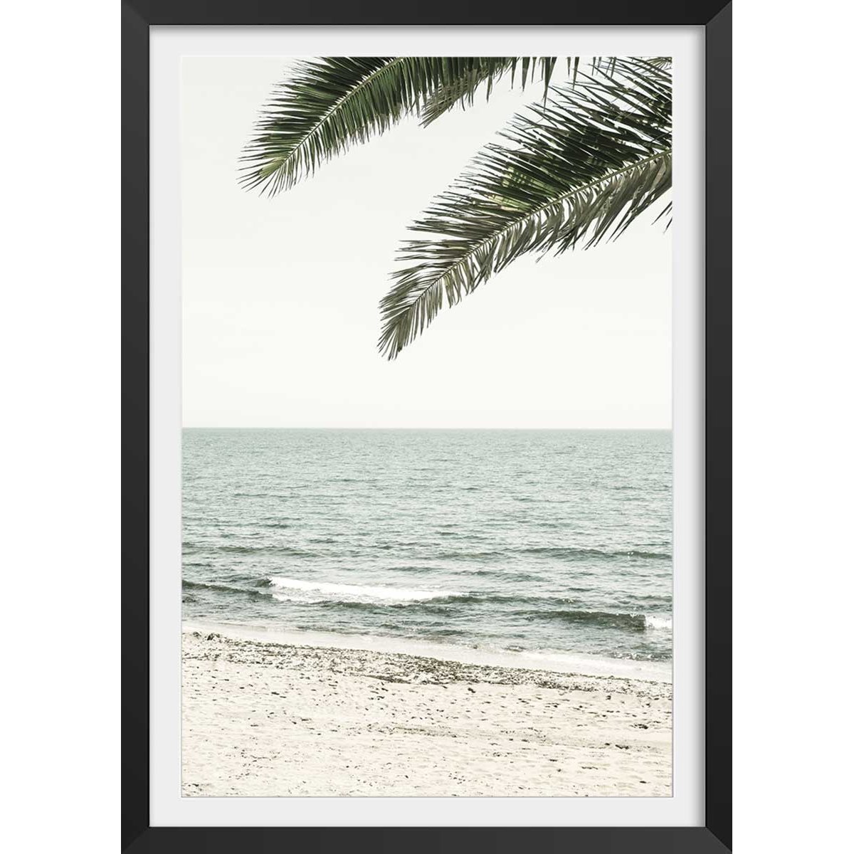 Poster plage tropicale affiche + cadre en bois - noir, HEXOA
