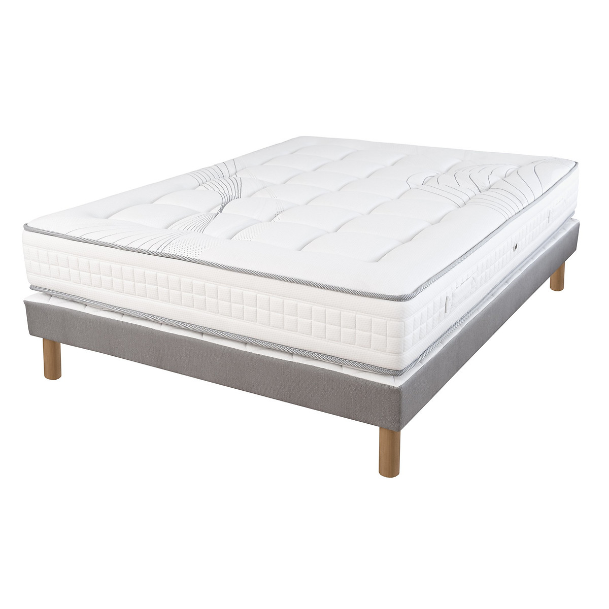 Sommier tapissier lattes recouvertes blanc/gris, DUVIVIER