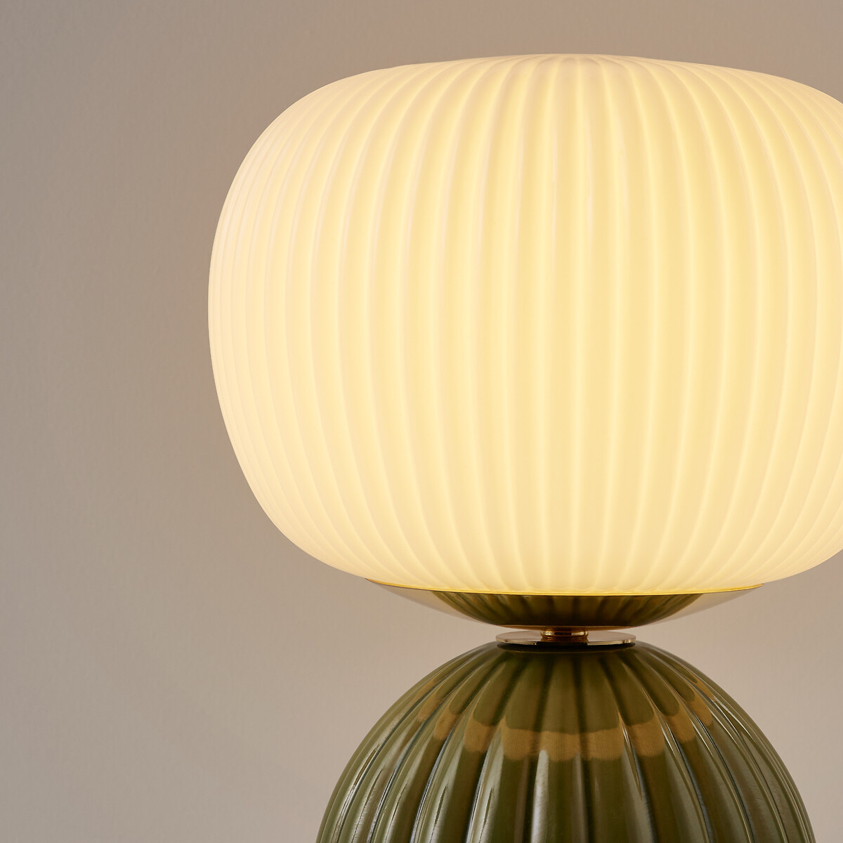 Lampada da tavolo in ceramica e vetro rigato, IZIA verde, LA REDOUTE INTERIEURS