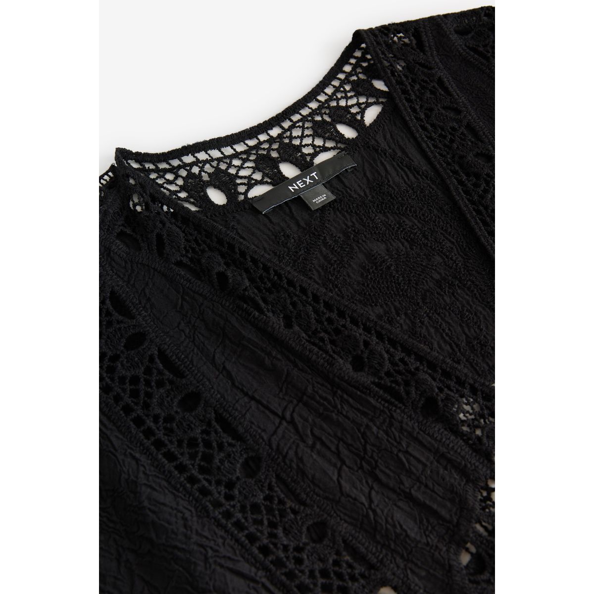 Tunique longue style kimono crochet noir, NEXT