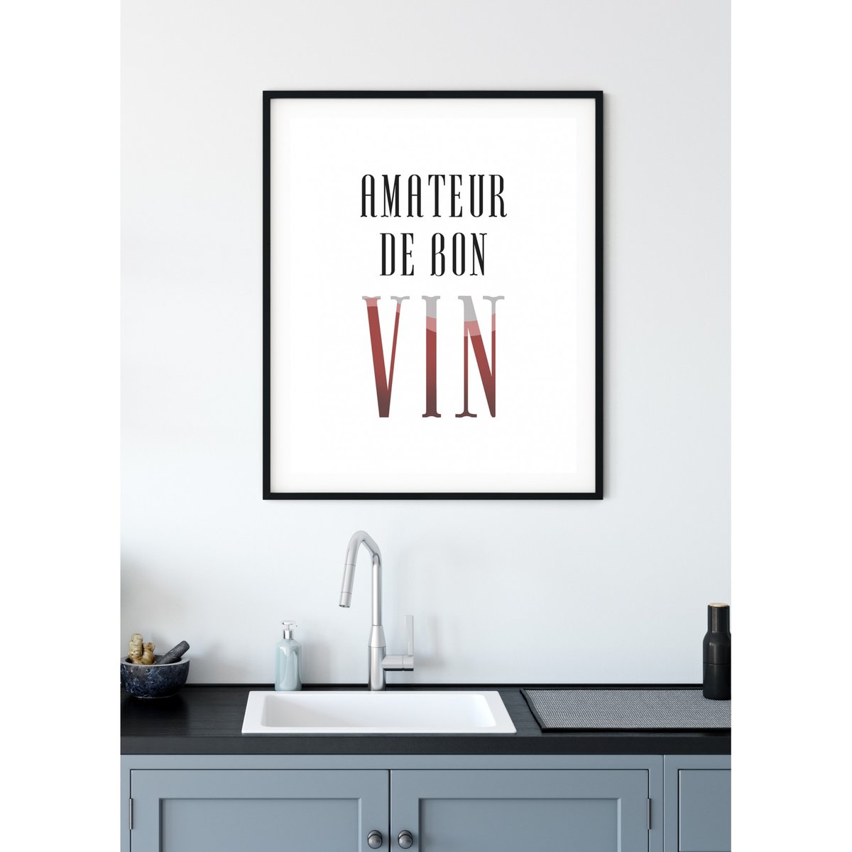 Affiche 'Amateur de bon vin' blanc, L'AFFICHERIE