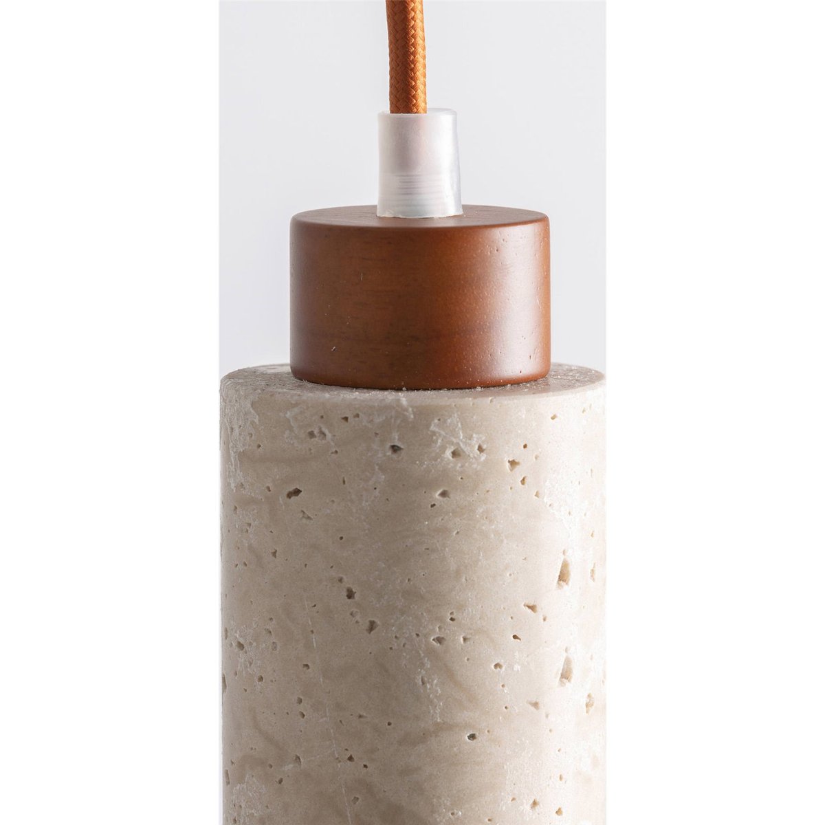 Lustre suspendu en travertin et cristal beige travertin naturel et cristal clair, RECOLLECTION