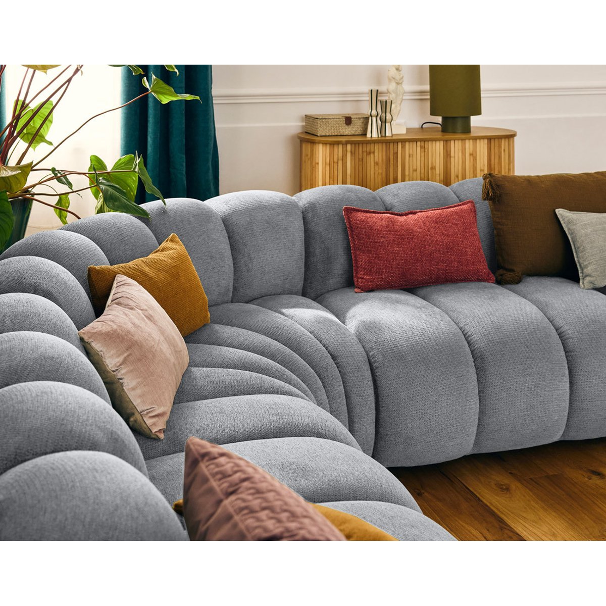 Canapé d'Angle droit 5 places - DEBBIE gris, BEST MOBILIER