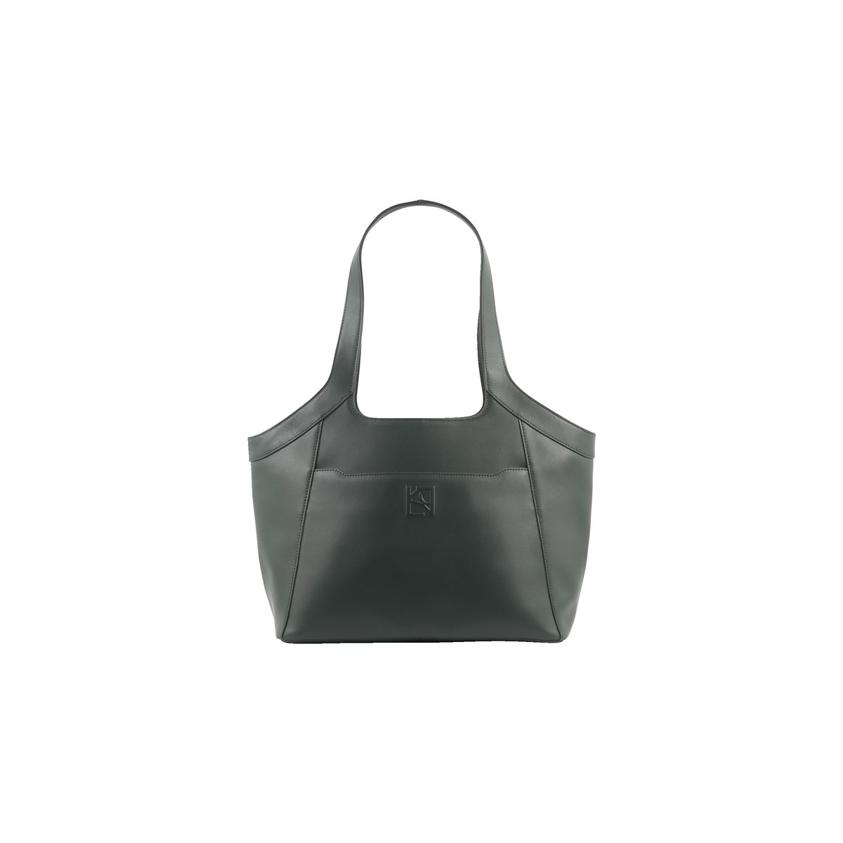 Cabas épuré en cuir SACHA vert kaki, CAROLL