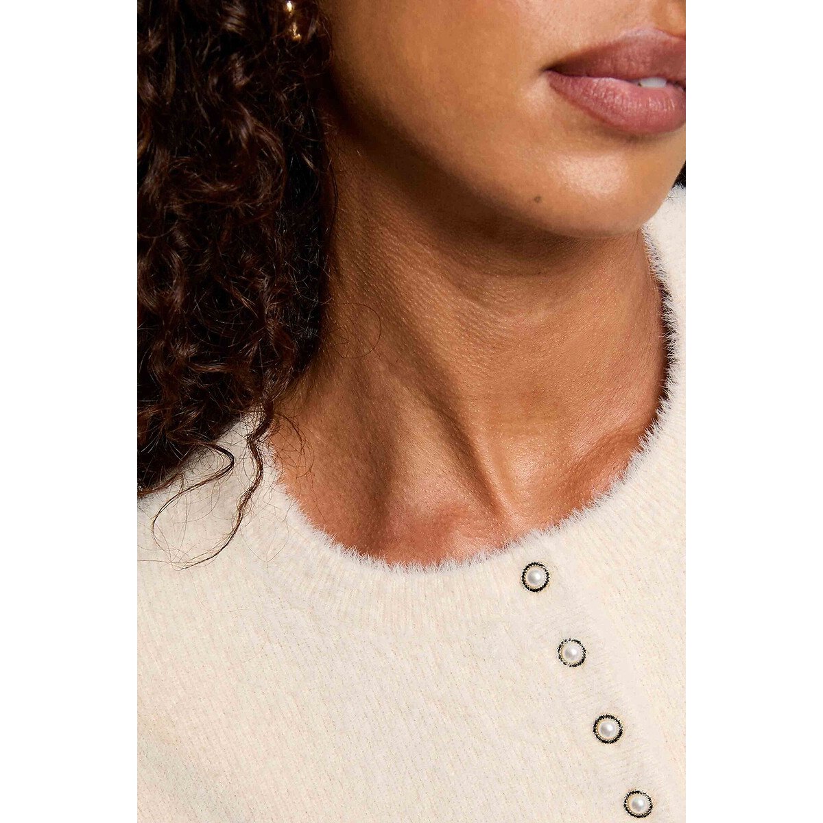 Button-Neck Jumper beige, MORGAN