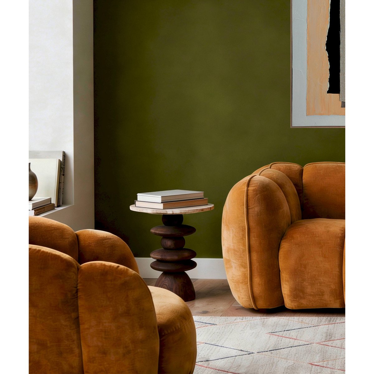 Fauteuil enveloppant contemporain VACIO ocre, RECOLLECTION