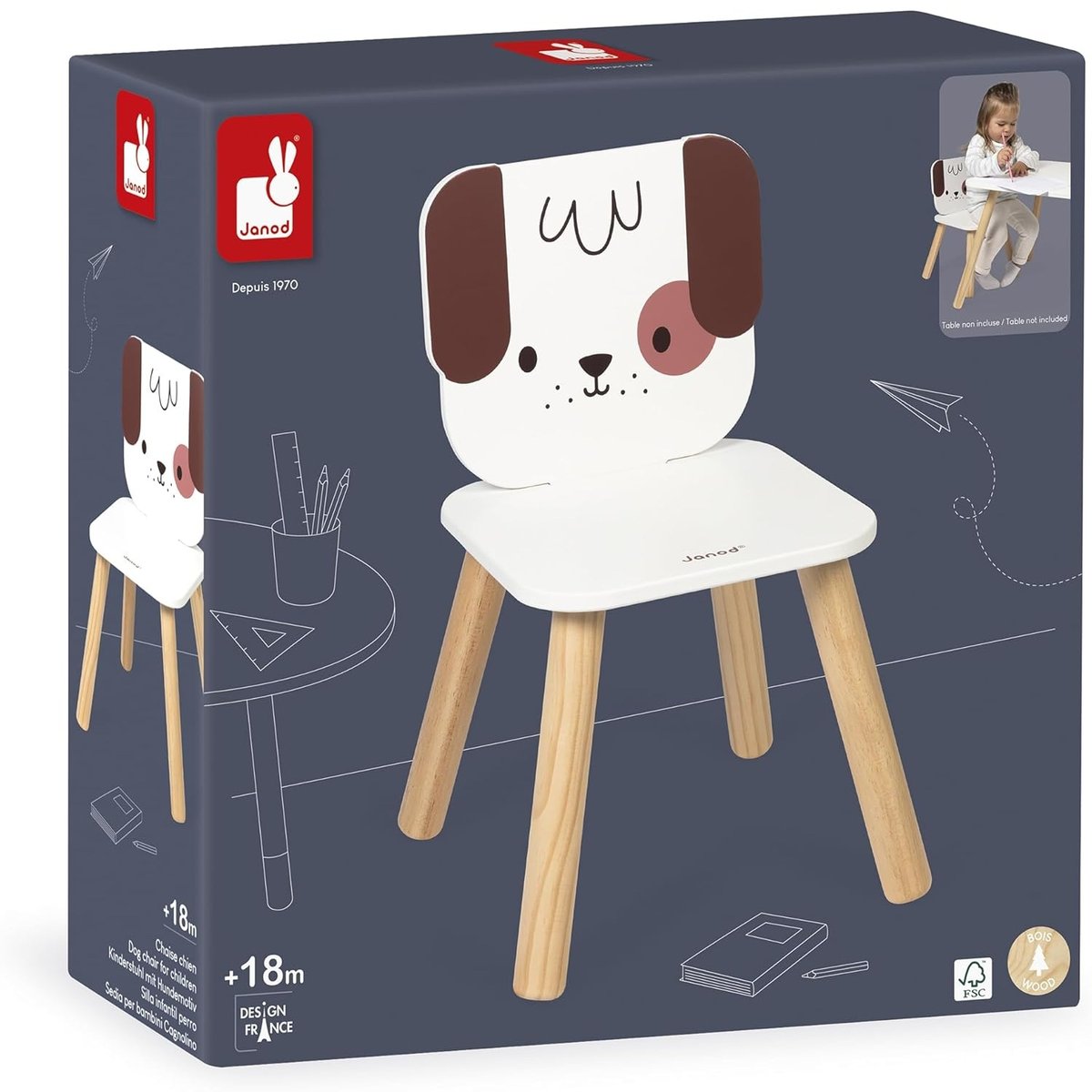 Chaise Enfant Thème Chien blanc, JANOD