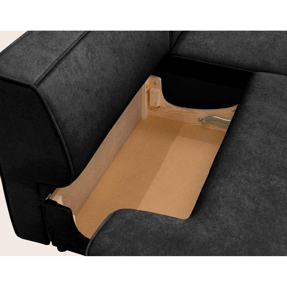 Canapé d'Angle Convertible en Velours 4 places - LISETTE noir, BEST MOBILIER