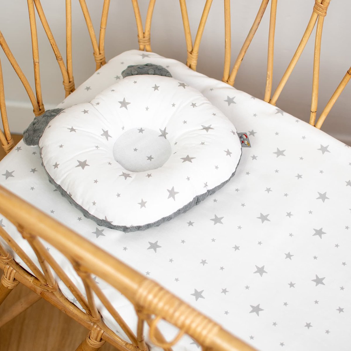 Drap housse berceau en coton STELLA blanc, SEVIRA KIDS
