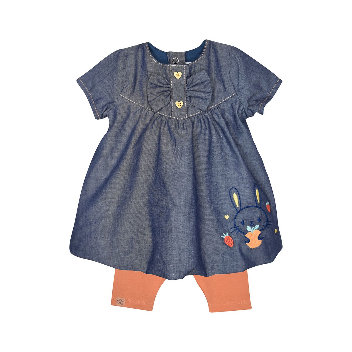 Robe legging ghislaine manches courtes naissance bleu, SUCRE D'ORGE