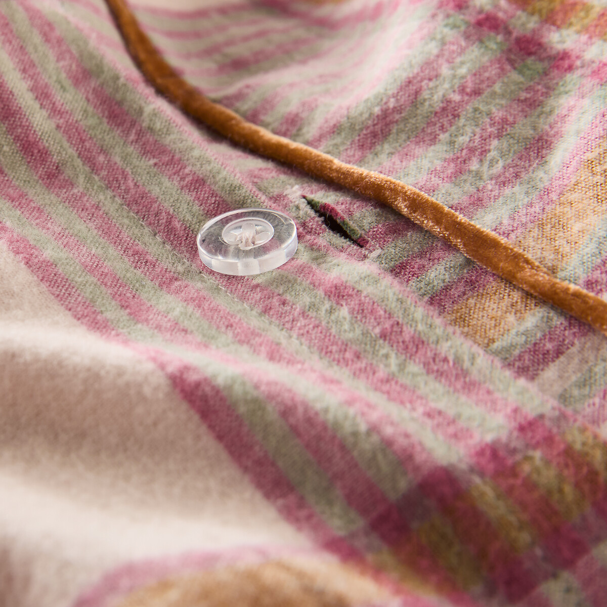 Housse de couette en flanelle de coton, Dollon carreaux fond rose, LA REDOUTE INTERIEURS