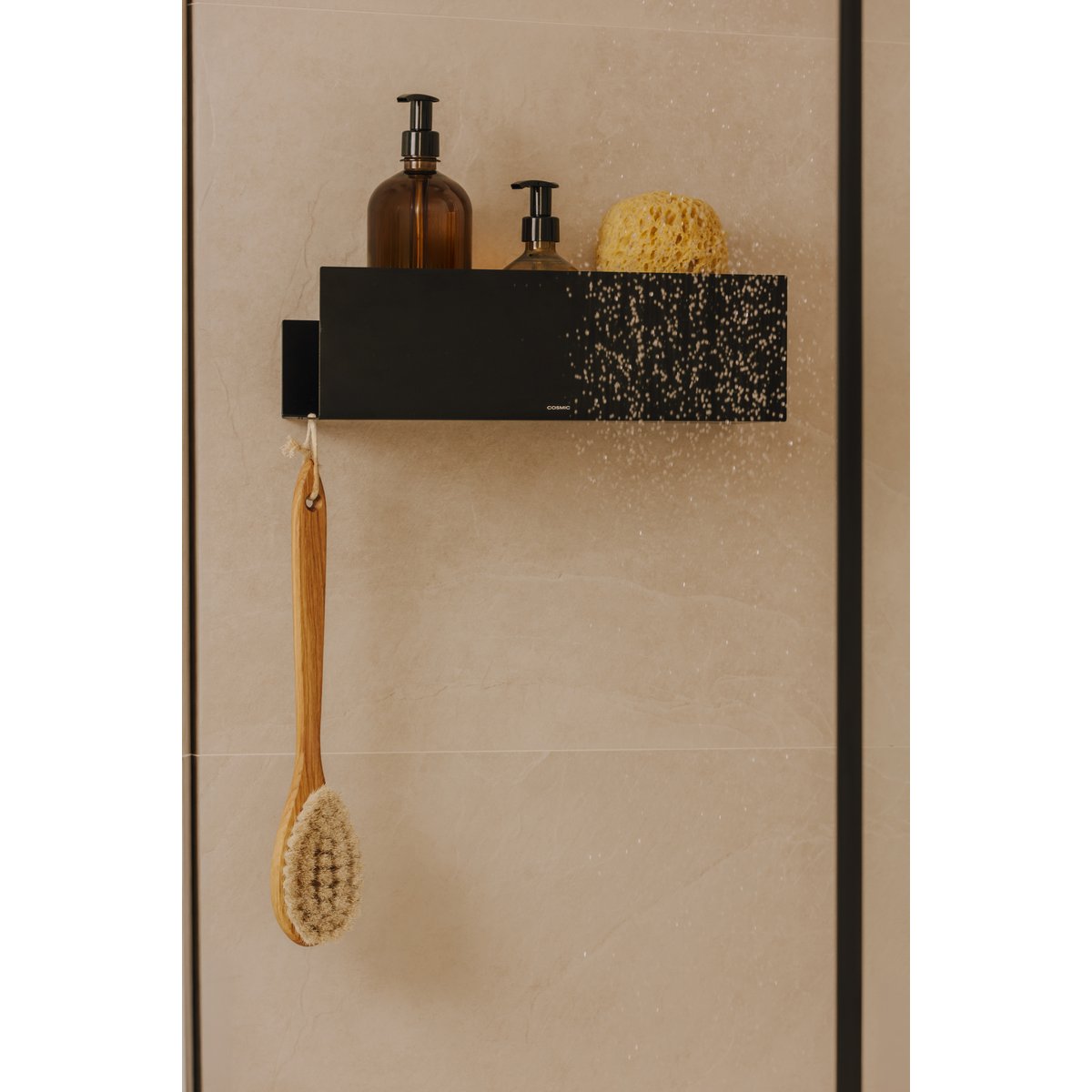 Porte-savon De Douche avec vis ou adhésif NOOK noir mat, COSMIC