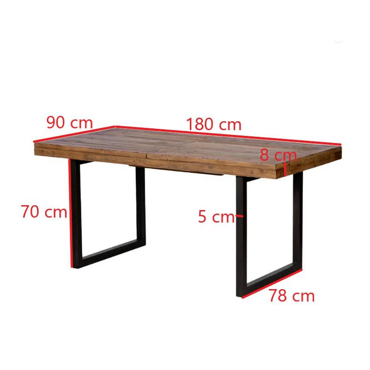 Table à manger extensible en bois recyclé 180/240 cm BRISBANE bois naturel, PIER IMPORT