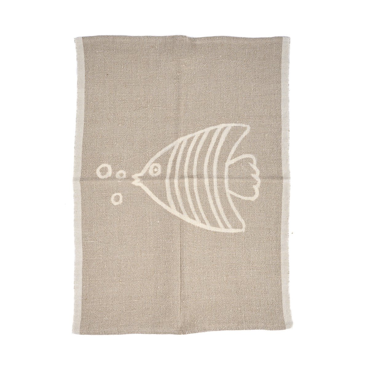 Torchon en lin LINEN FISH blanc beige, BAZAR BIZAR