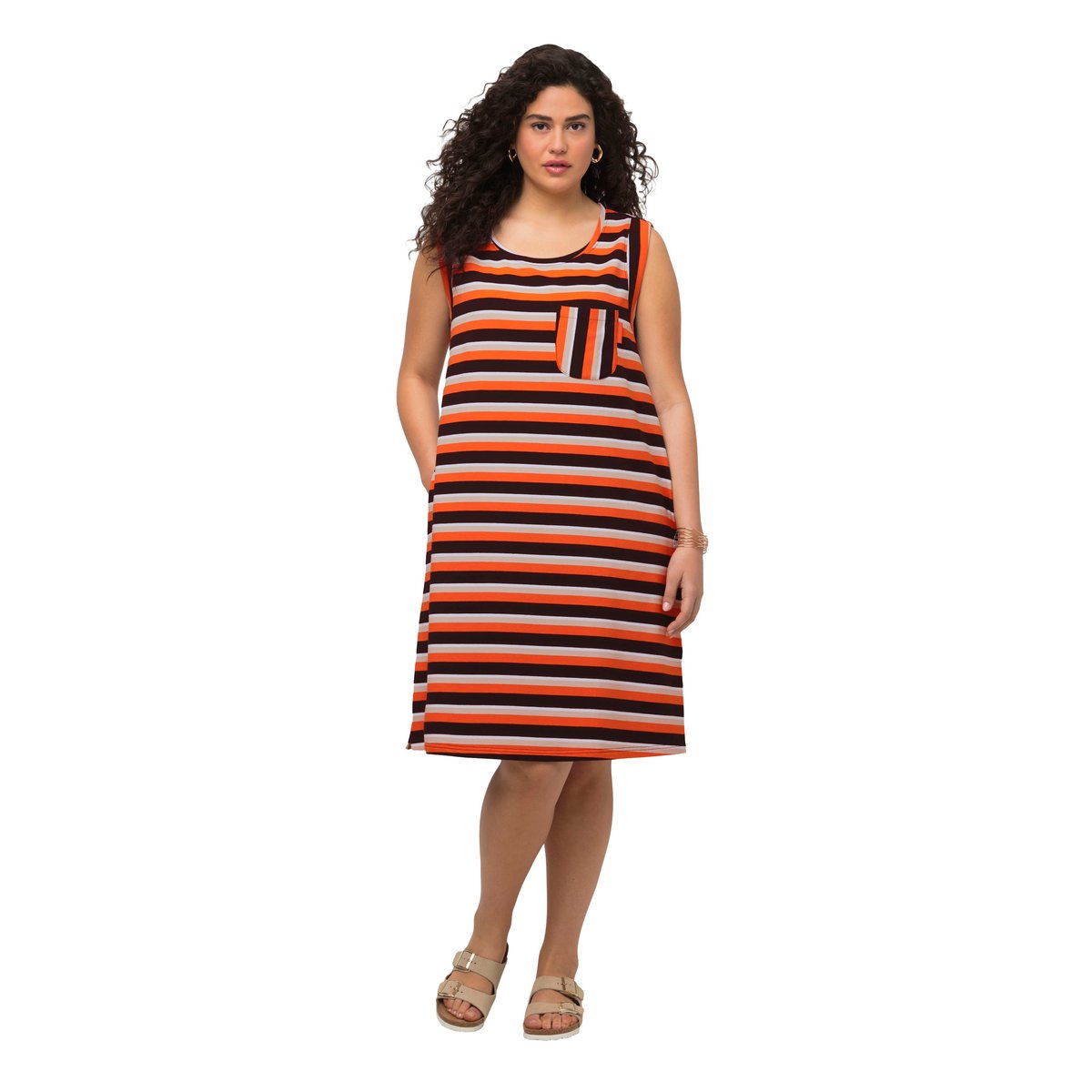 Robe en molleton à col rond mandarine, ULLA POPKEN