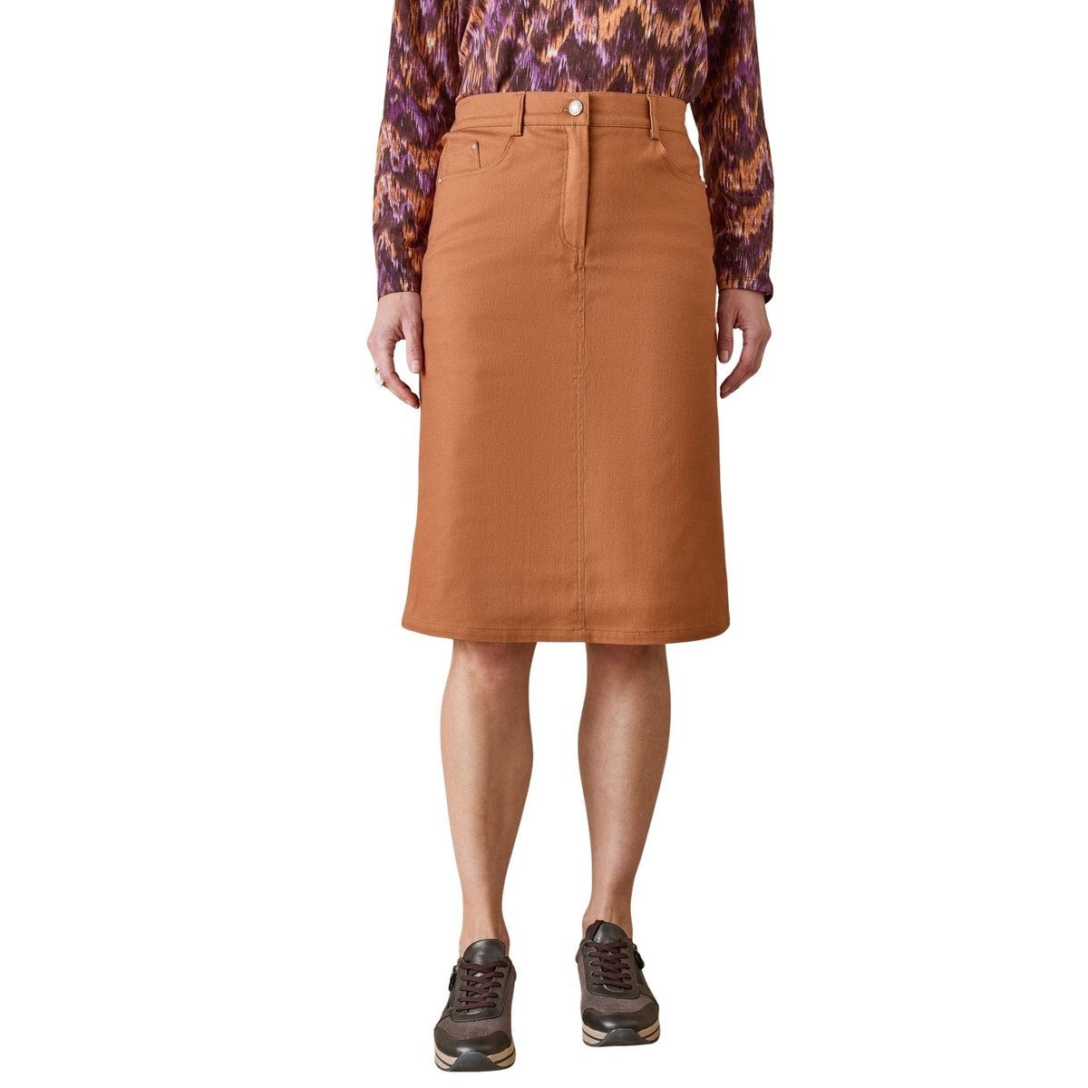 Jupe 5 poches coupe droite marron, DAXON