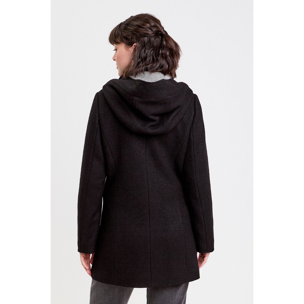Manteau cintré asymétrique noir, CACHE CACHE