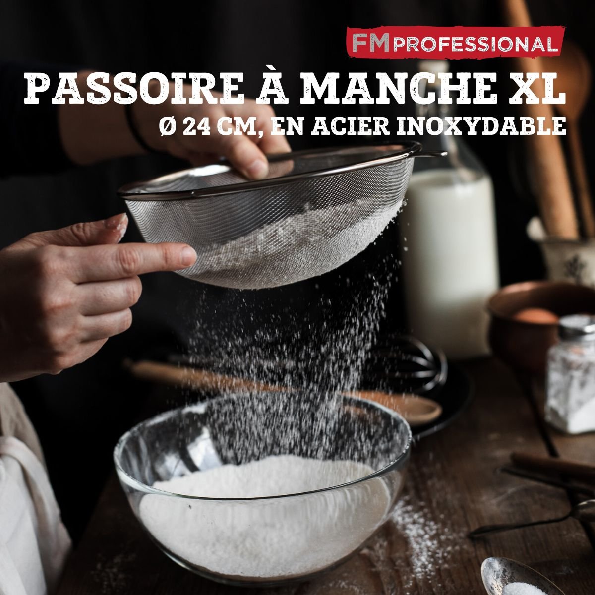 Ensemble de 2 Passoires inox XL 24 cm inox, FM PROFESSIONAL