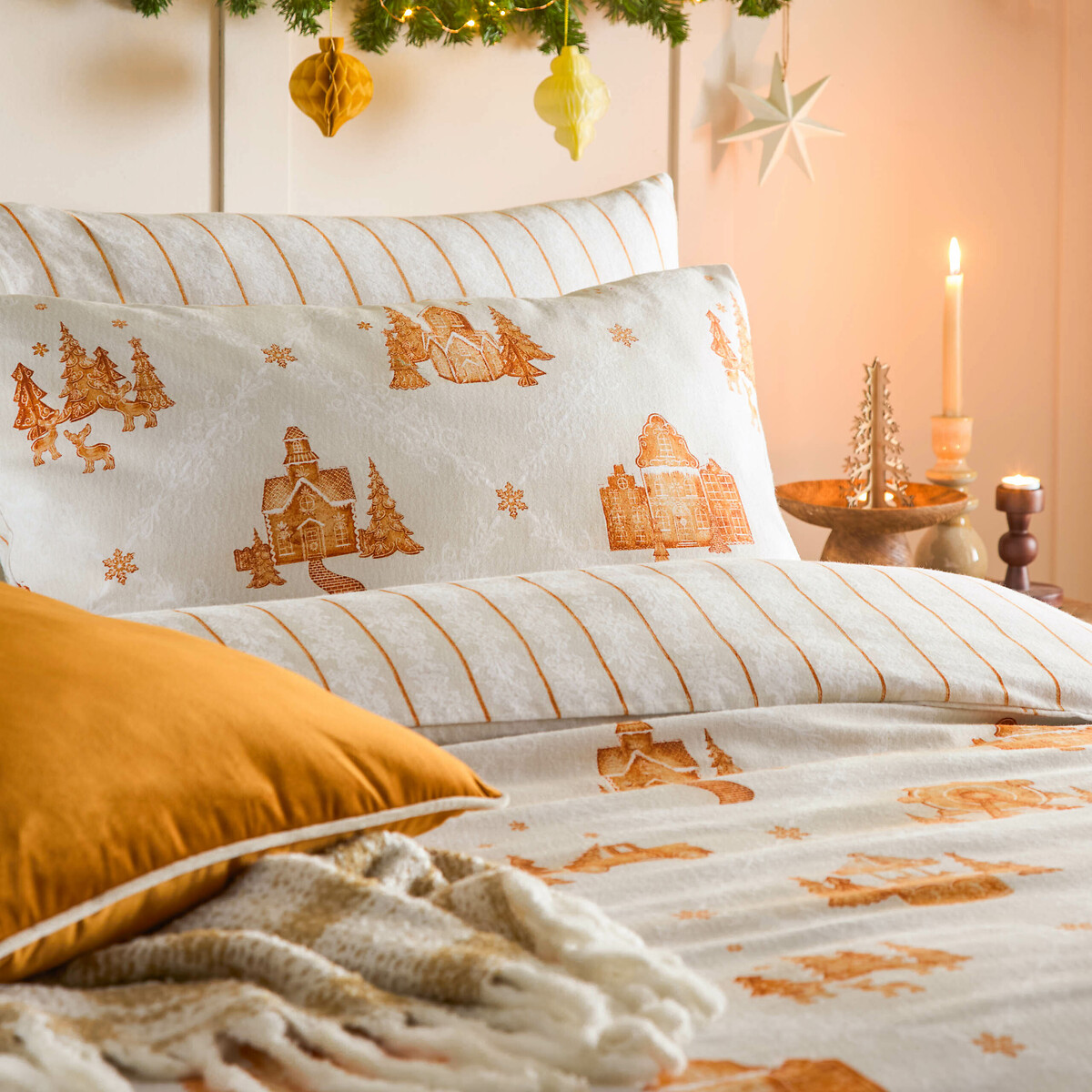 Gretel Cotton Duvet Cover and Pillowcase Set ginger, FURN.