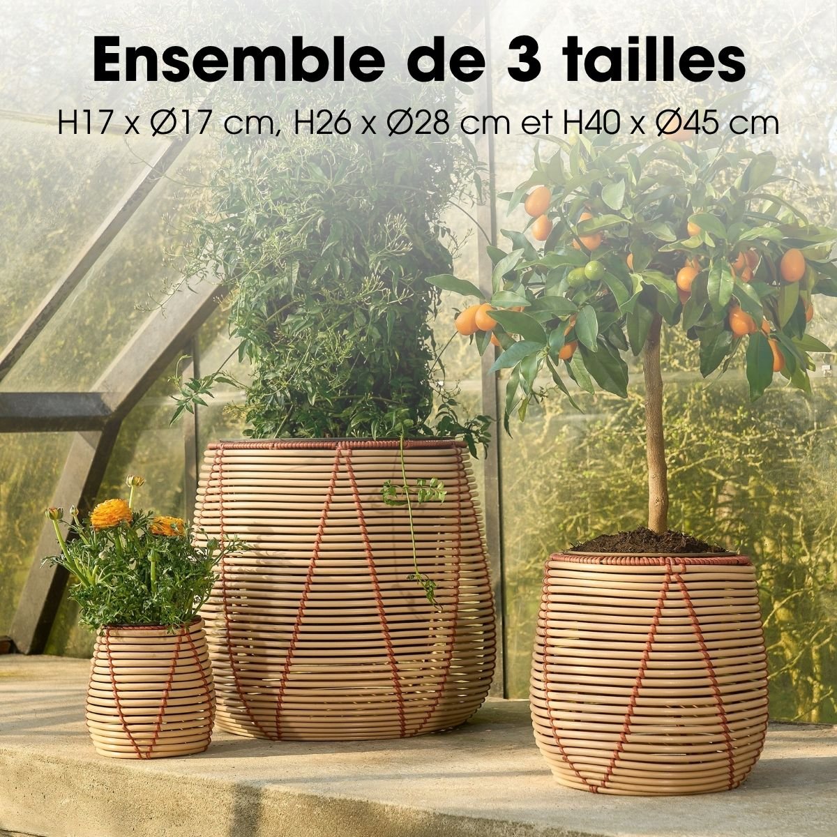Cache-pot extérieur CANCUN beige, MICA DECORATIONS