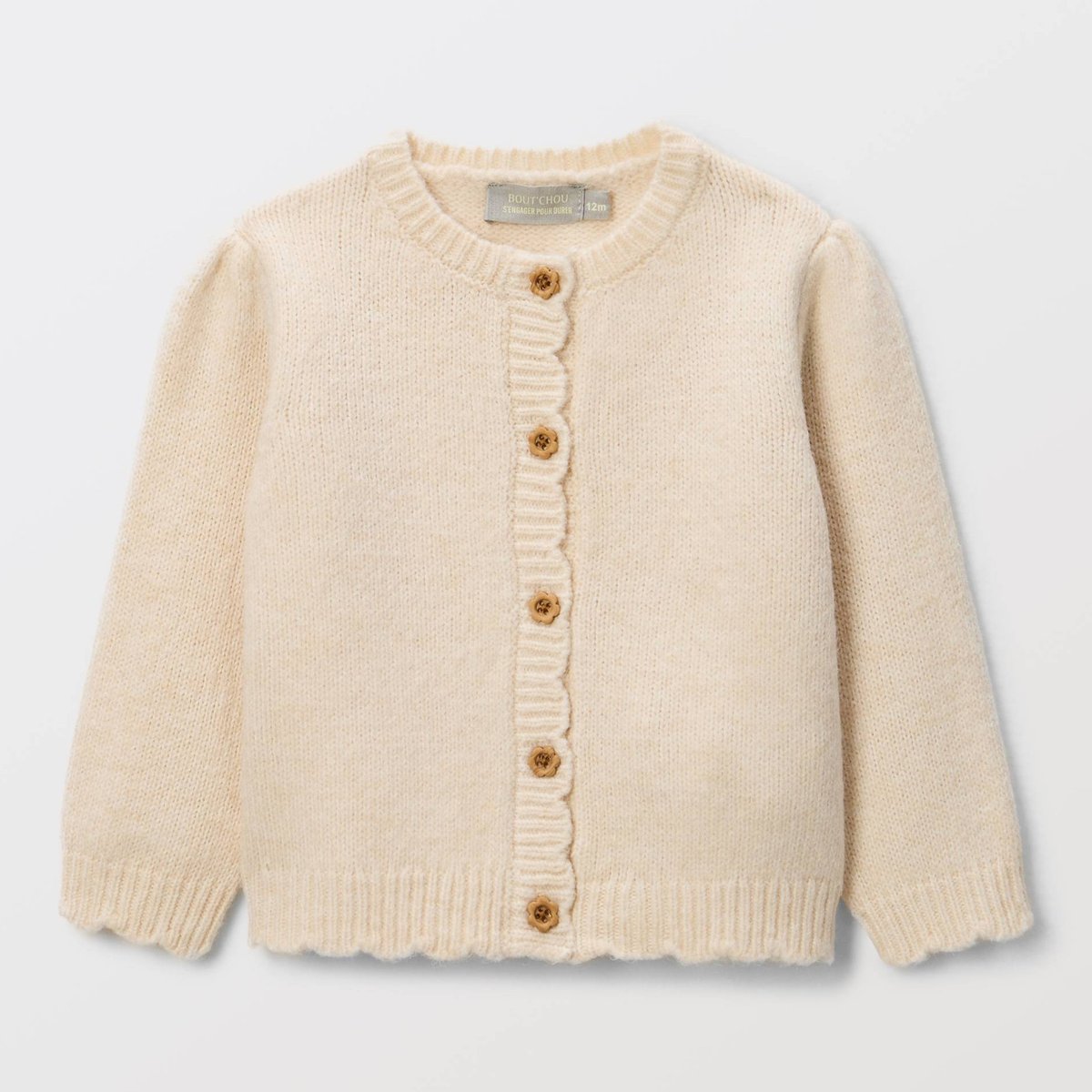 Cardigan tricot uni beige melange, BOUT'CHOU