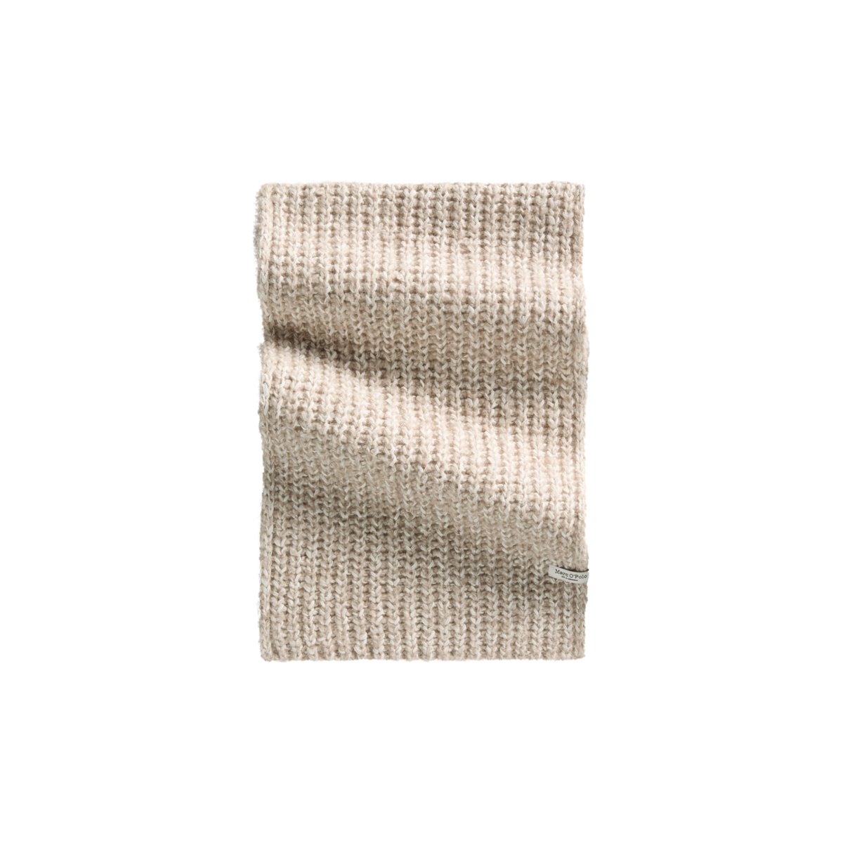 écharpe tricotée en mélange de coton bio et de laine d'alpaga marron clair, MARC O'POLO