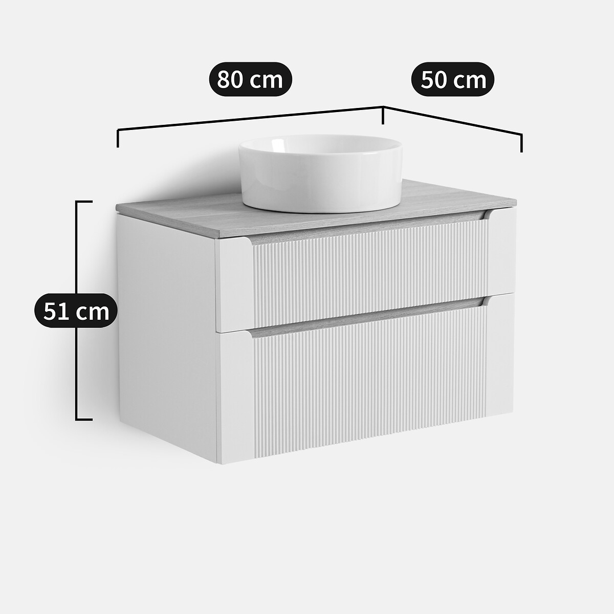 Móvel de lavatório supenso, 2 gavetas, Naida branco-sujo, LA REDOUTE INTERIEURS