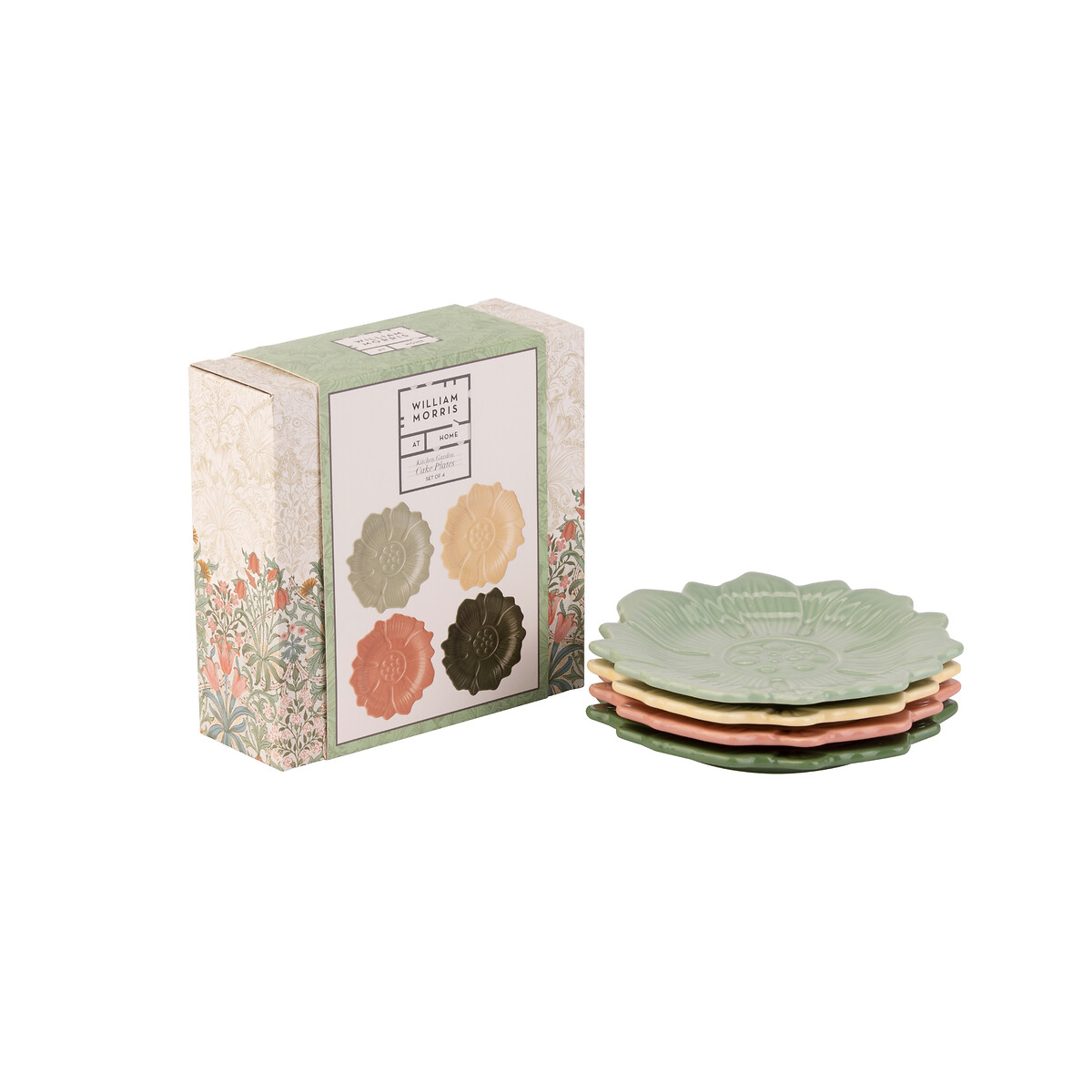 Set of 4 Kitchen Garden Assorted Cake Plates multi-coloured, WILLIAM MORRIS AT HOME