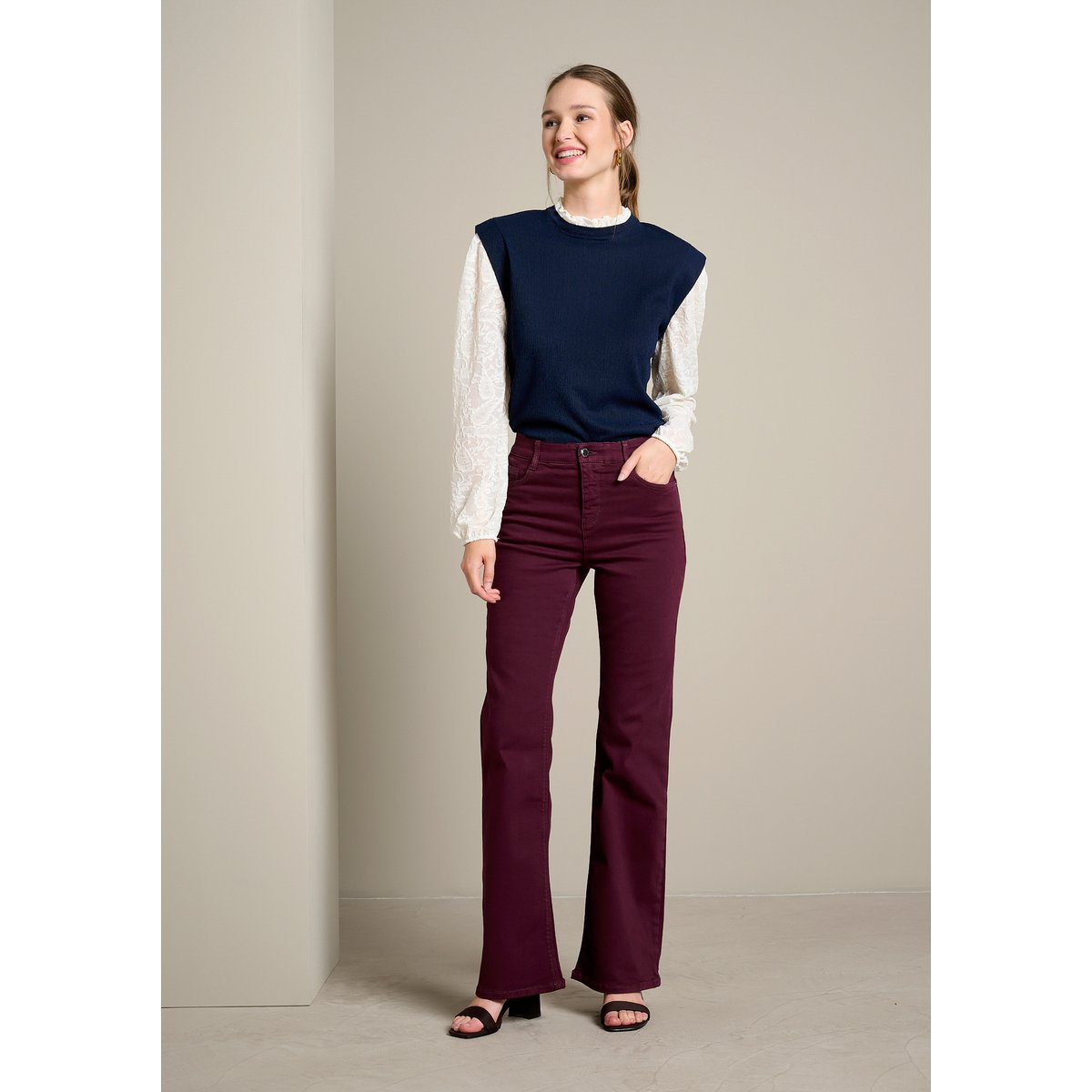 Pantalon bootcut multi-tailles bordeaux wine, LOLALIZA