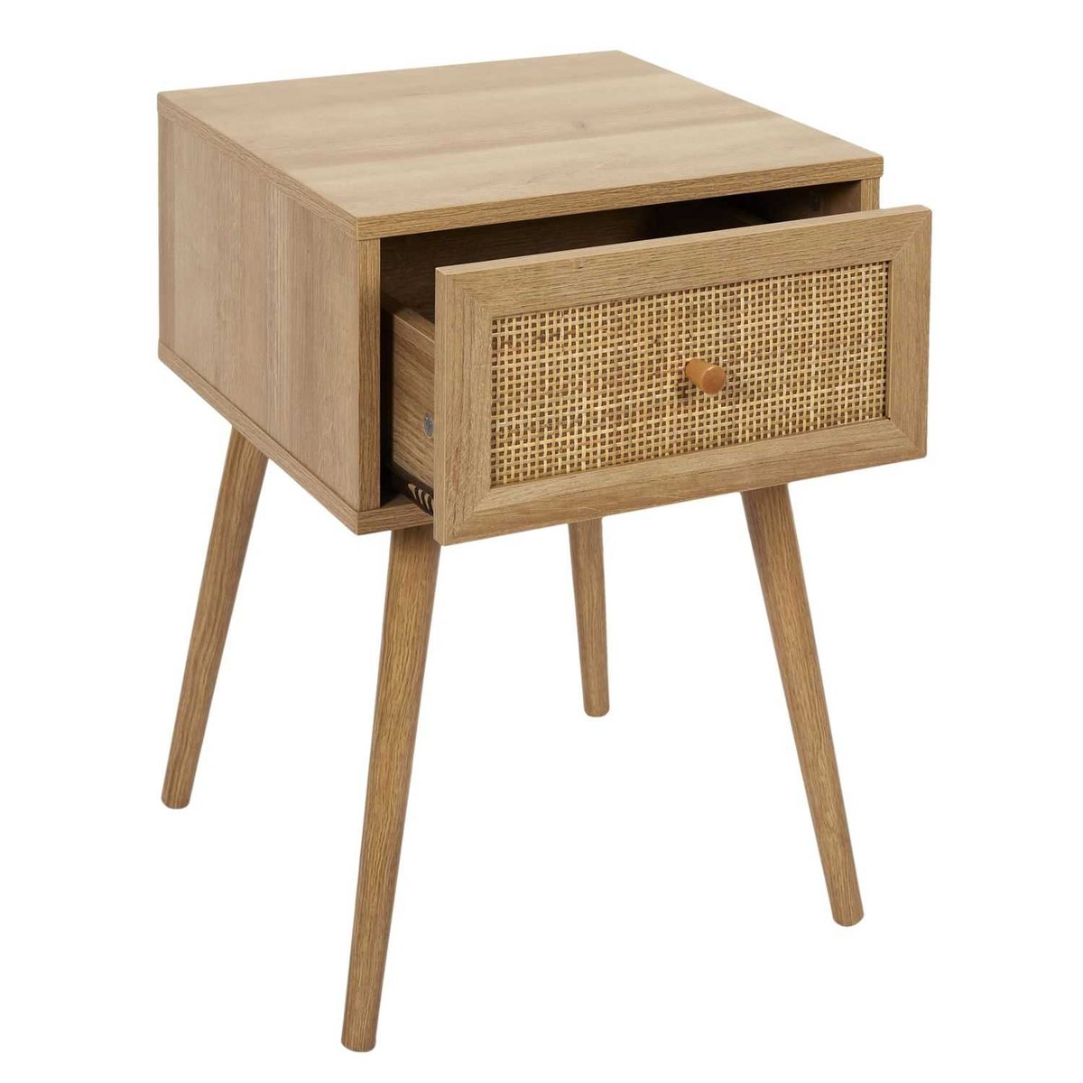 Table de chevet 1 tiroir en cannage BALI beige, TOILINUX
