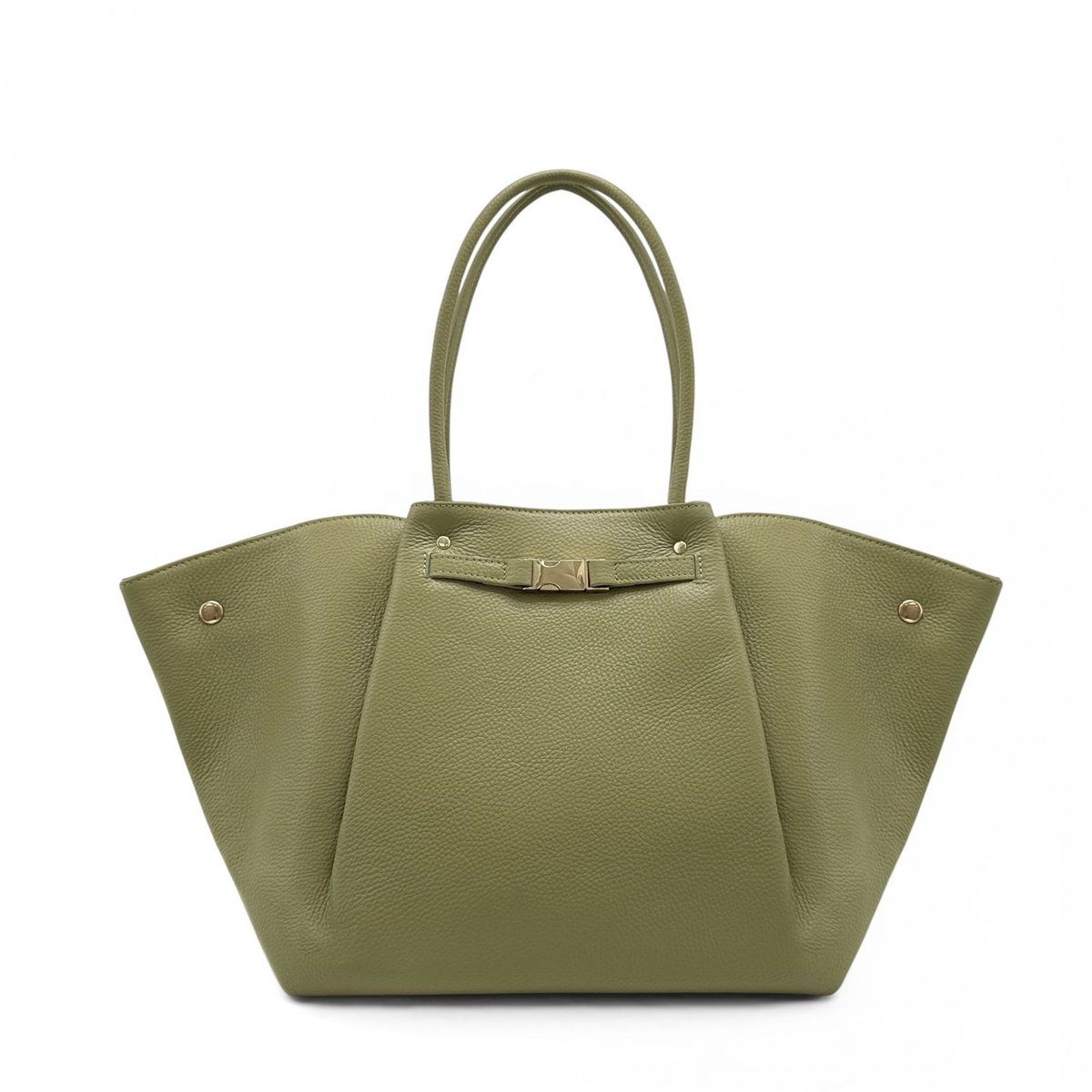 Grand sac cabas en cuir grainé CAMPUS matcha latte, OH MY BAG