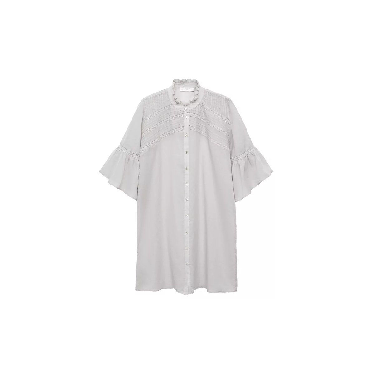 Chemise de nuit coton manches courtes gris clair/pastel, MANGO