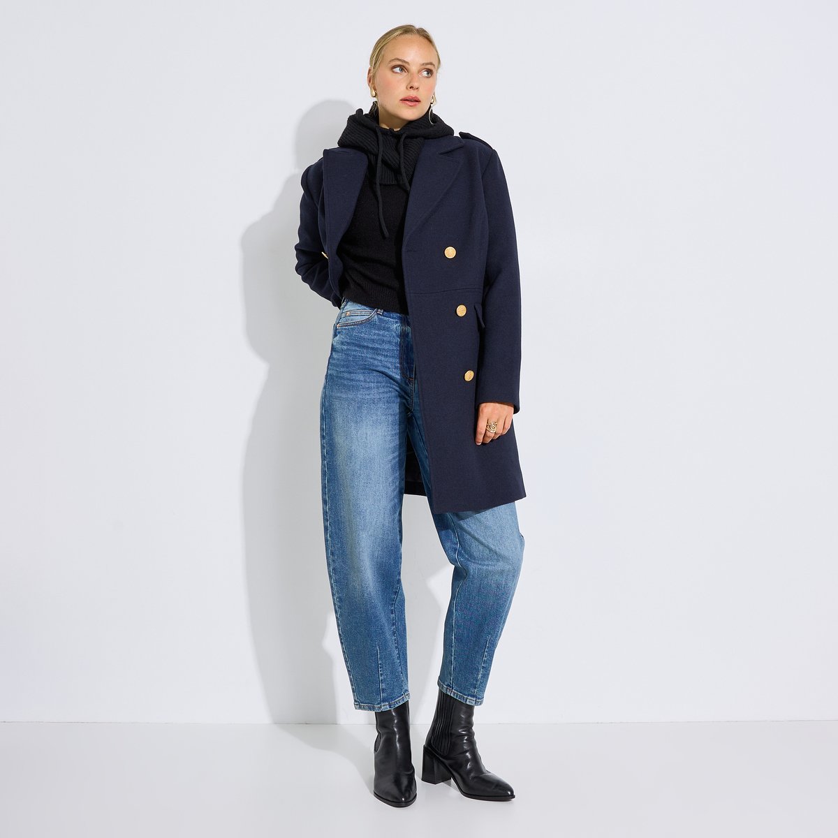 Manteau caban officier bleu marine, GRAIN DE MALICE