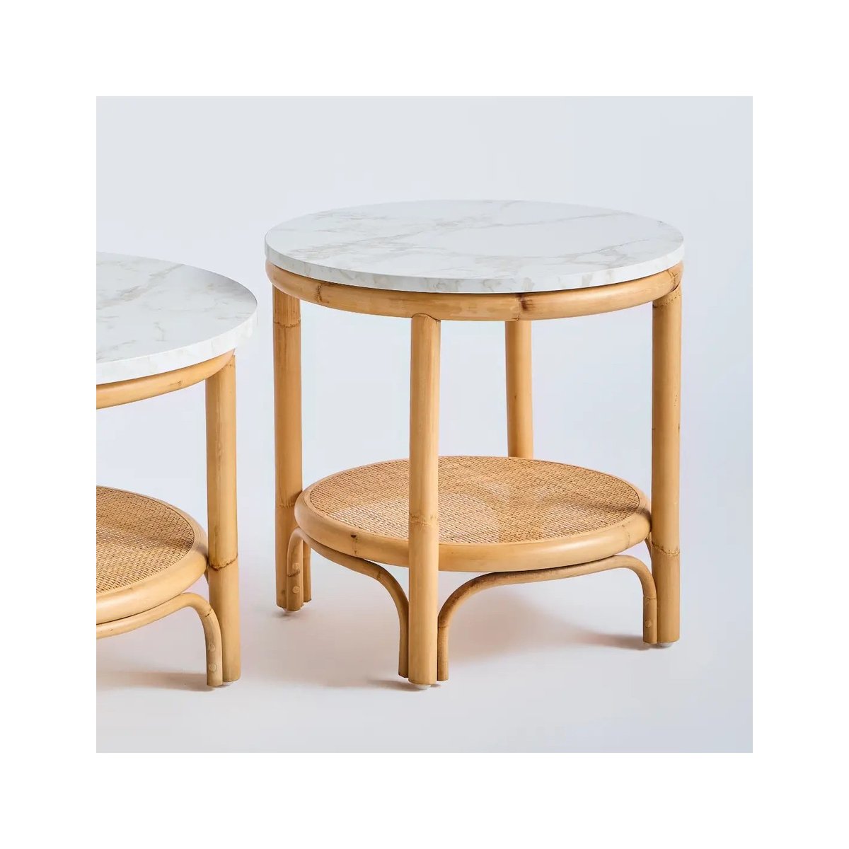 Table basse en rotin RIVIERA plateau blanc Dia 50 blanc, KOK