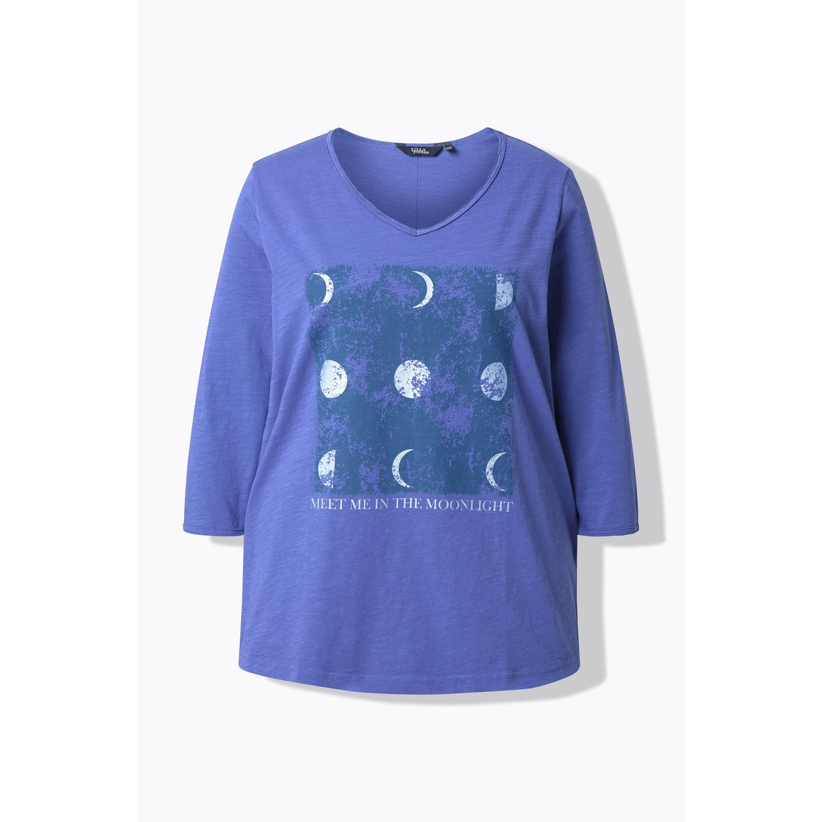 T-shirt imprimé métallisé à col bleu atlantique, ULLA POPKEN