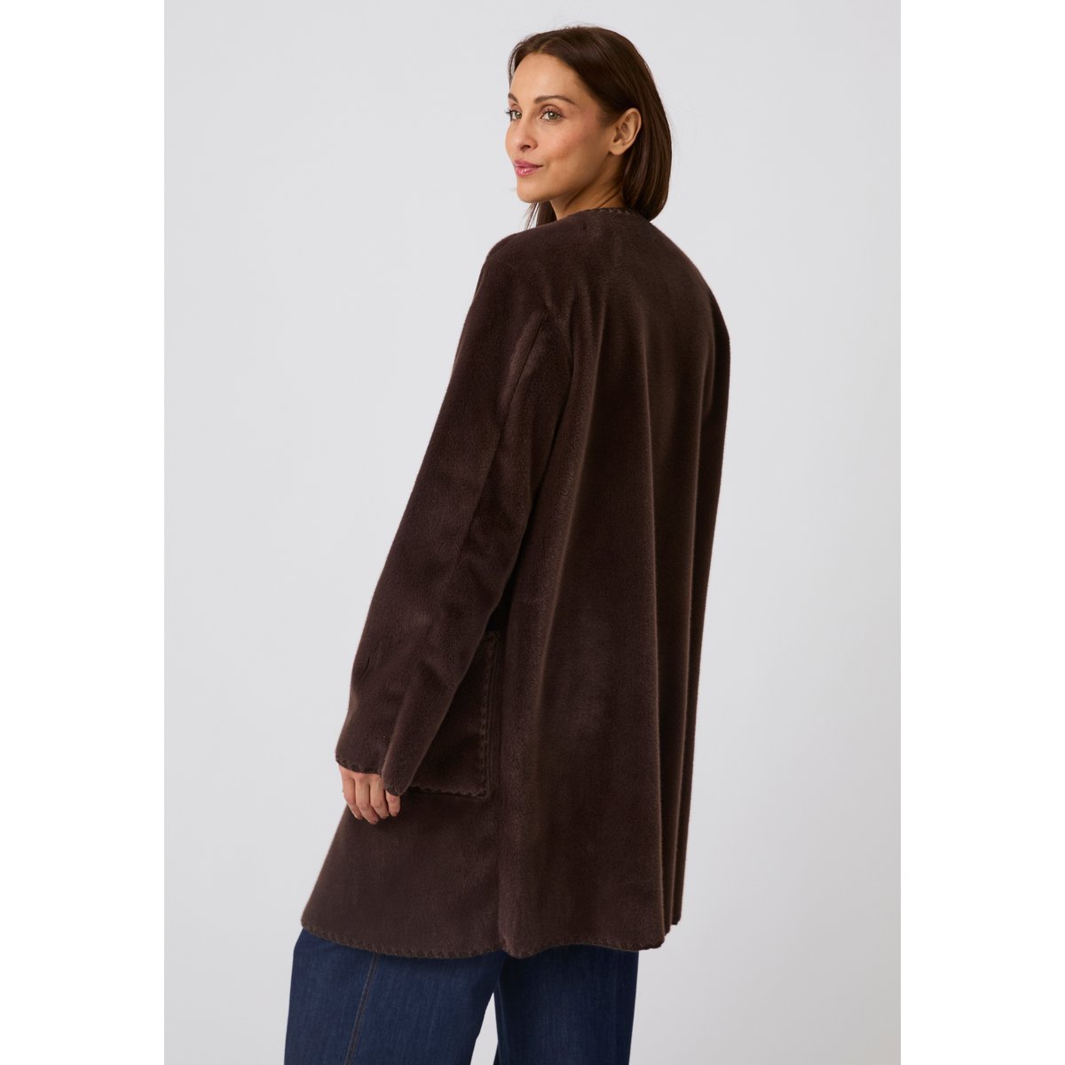 Manteau toucher doux marron chocolat, DAMART