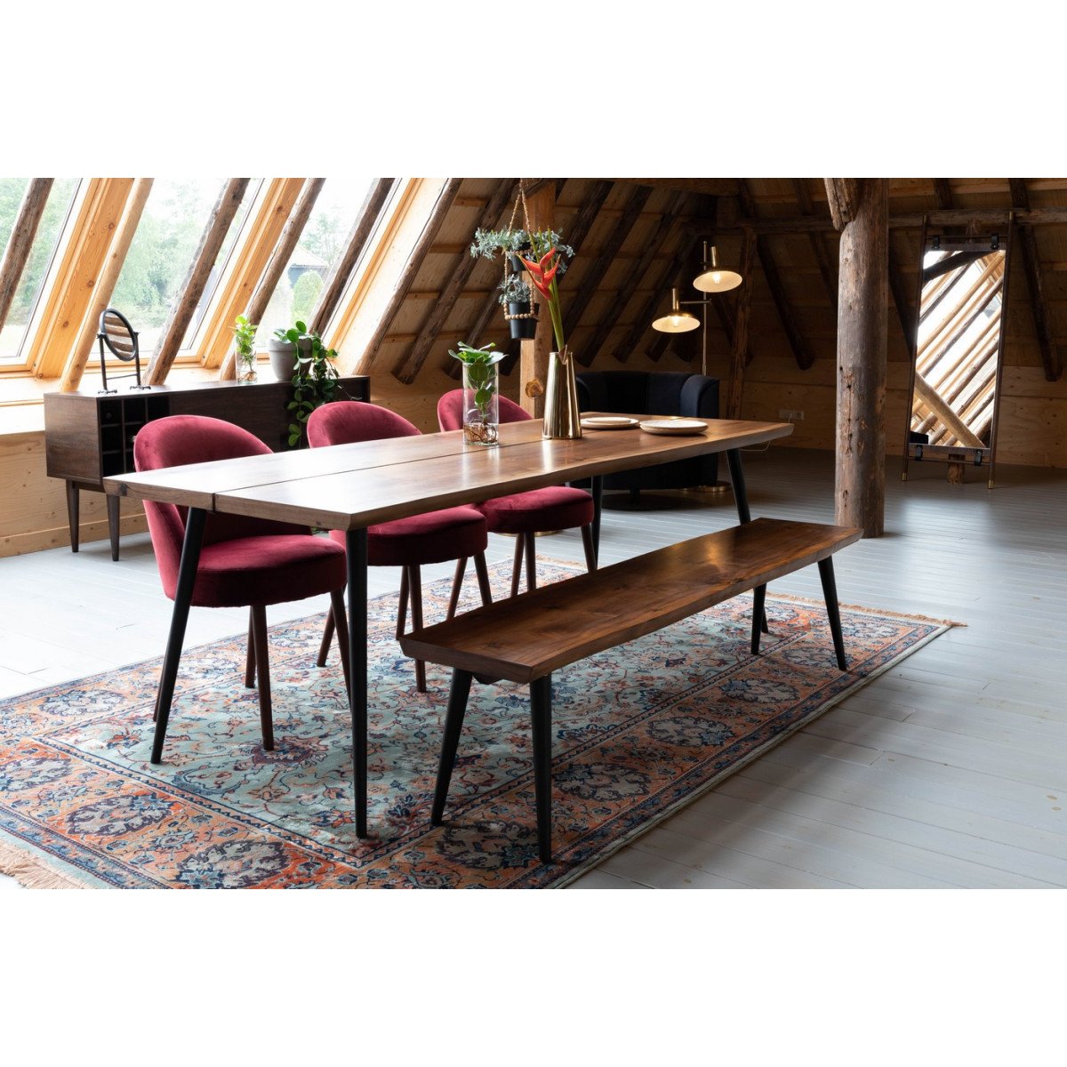 Chaise de salle à manger en velours - BARBARA rouge, DUTCHBONE