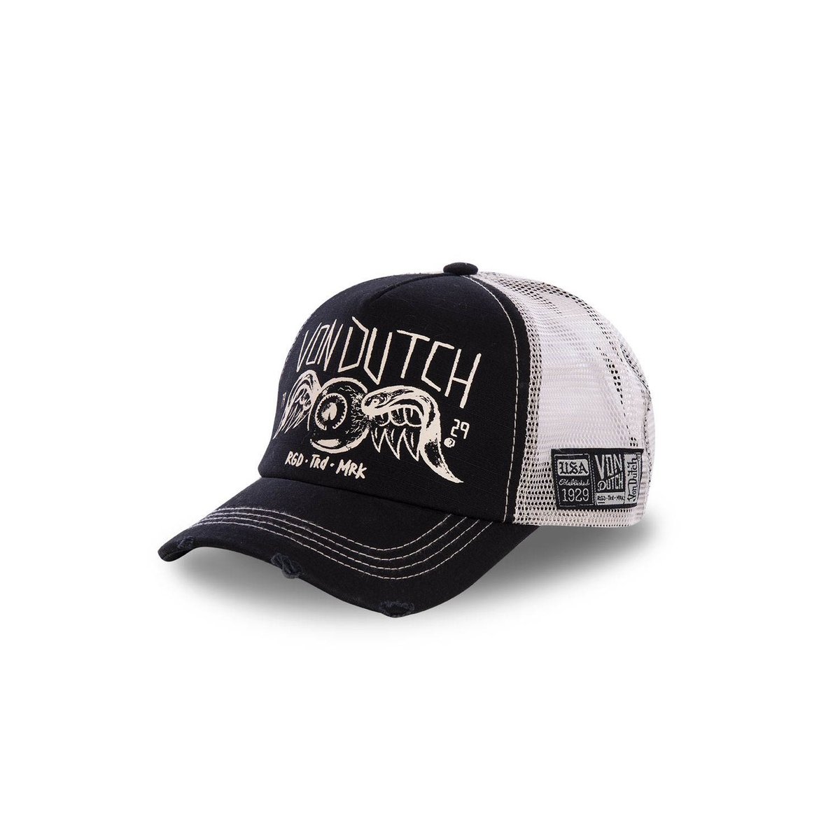 Casquette Trucker avec filet Crew noir/beige, VON DUTCH