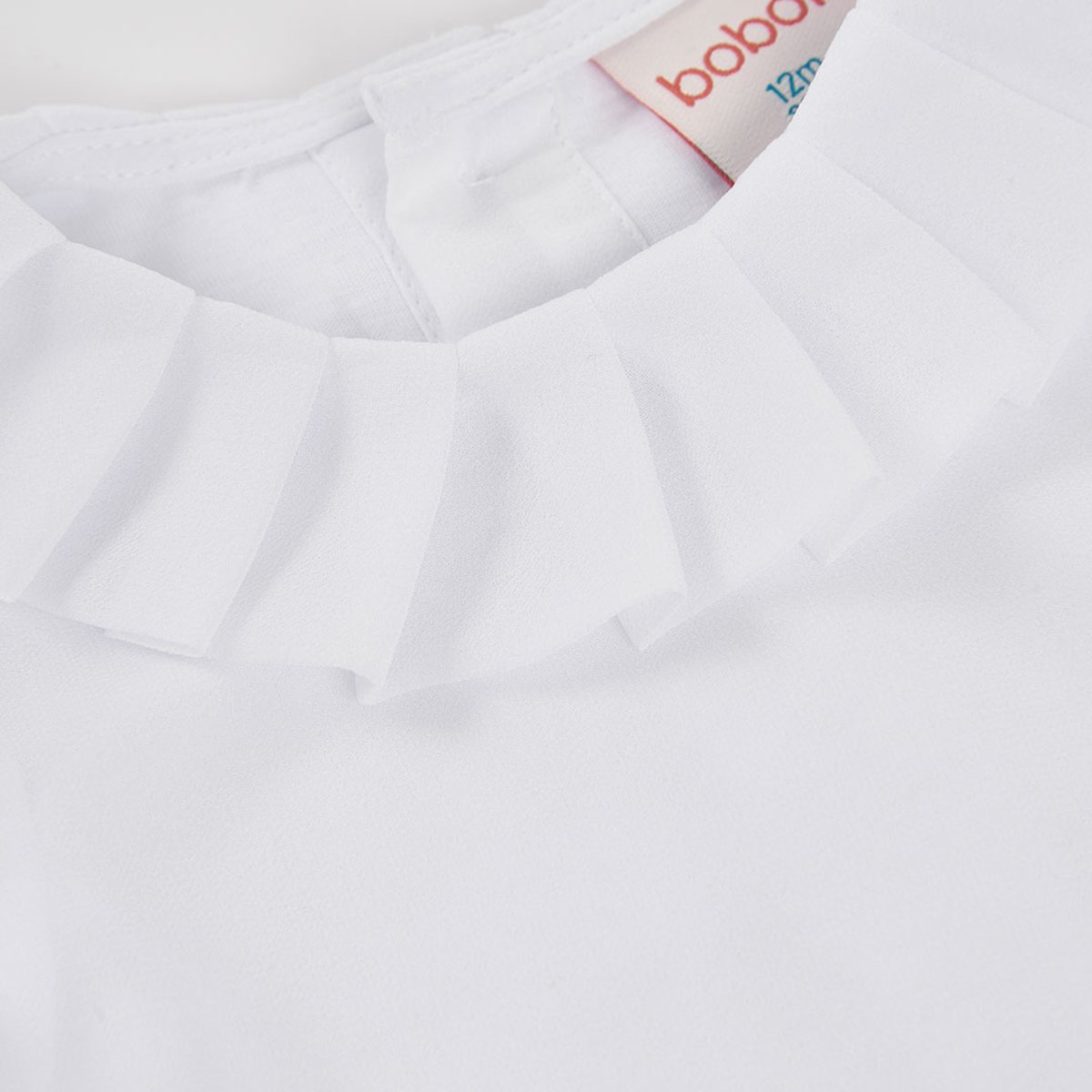 Blouse fille avec col à volants blanc, BOBOLI