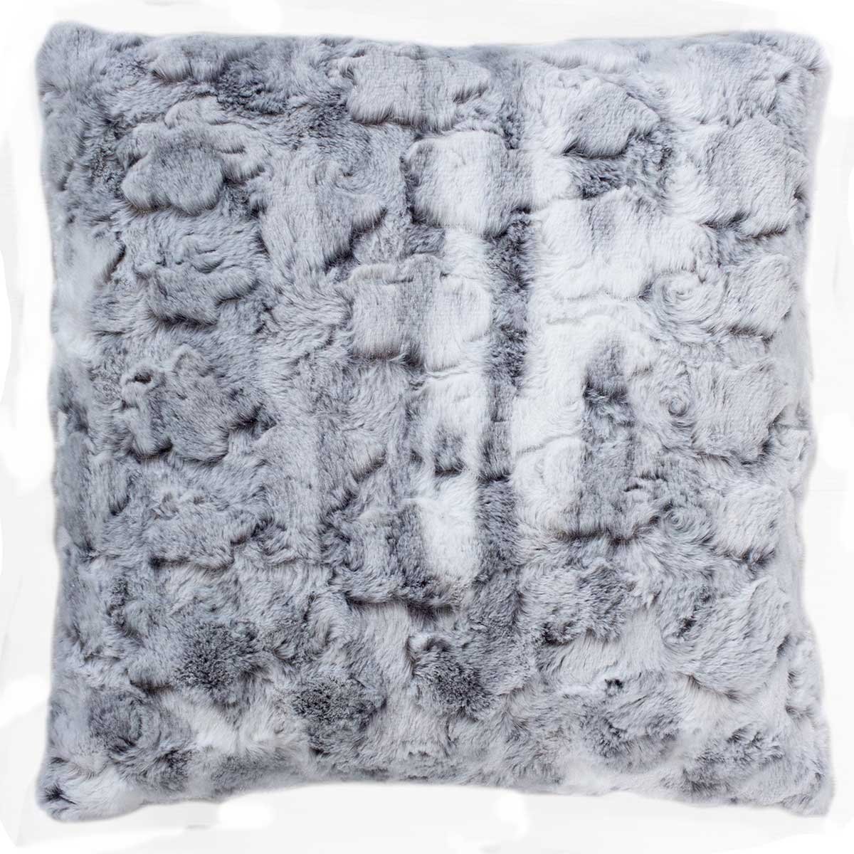 Coussin non déhoussable en imitation fourrure gris clair, HOME MAISON