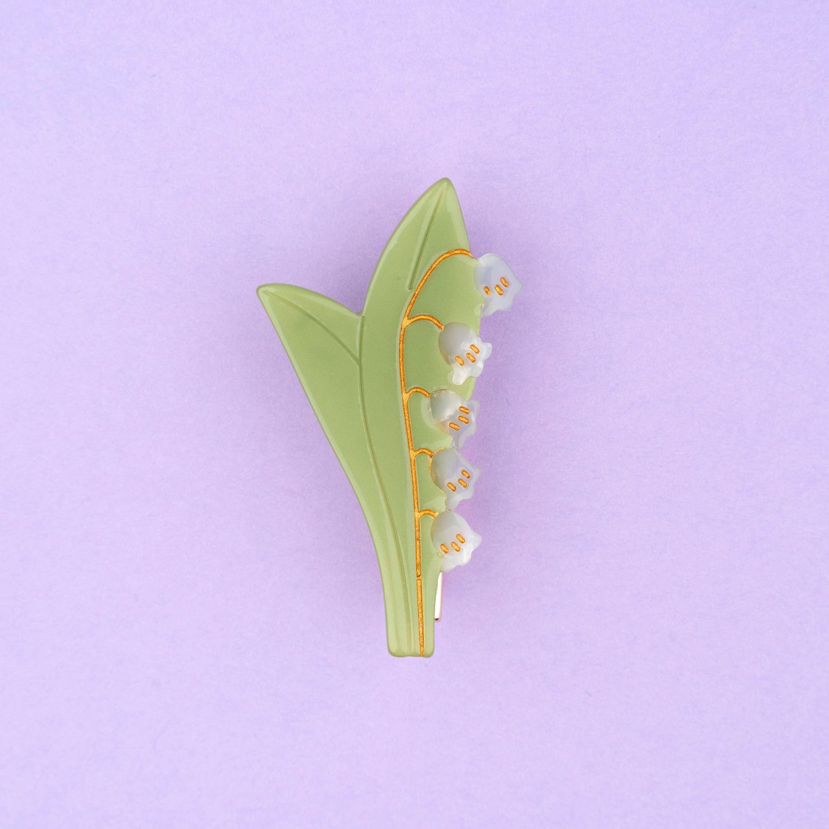 Barrette MUGUET vert et blanc, COUCOU SUZETTE