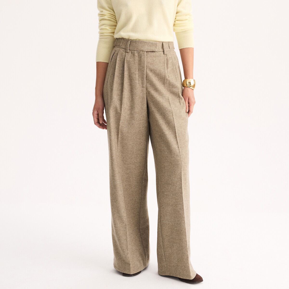 Pleat Front Wide Leg Trousers beige, ANNE WEYBURN