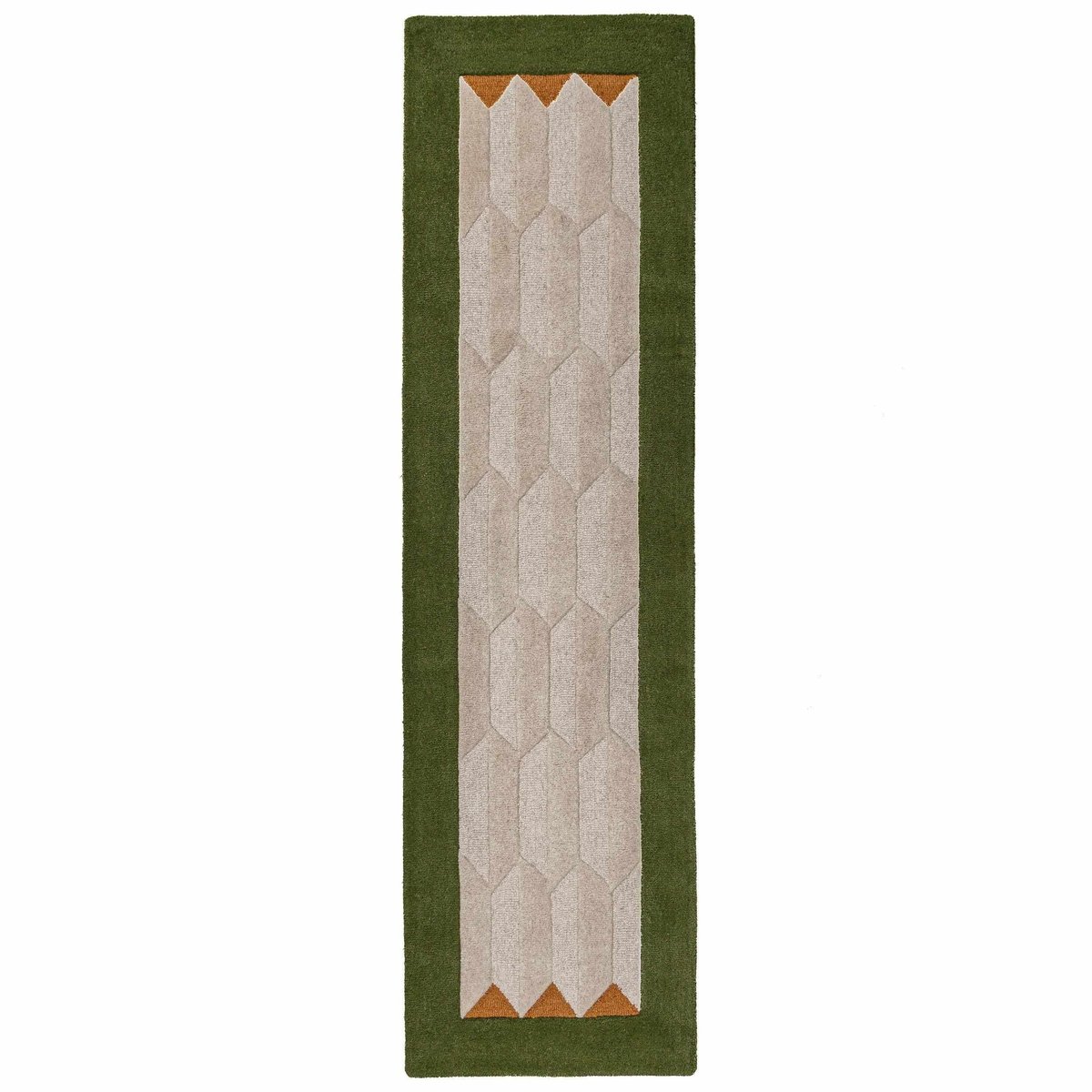 Tapis de couloir en laine à bordure APEX BORDER vert, FLAIR RUGS
