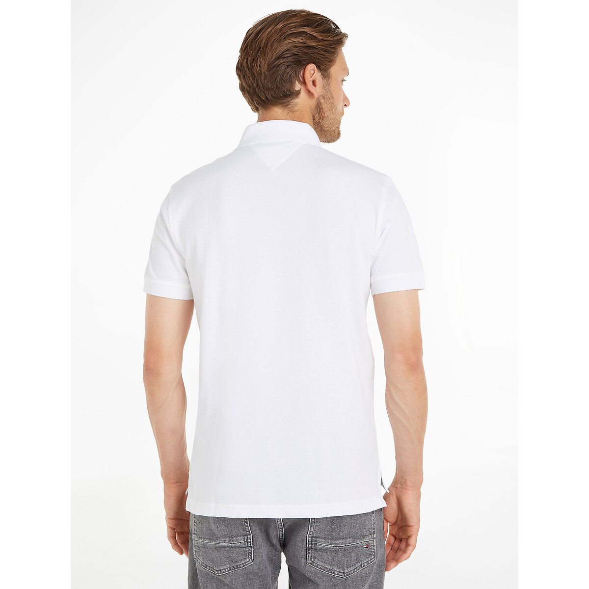 Stretch Polo Shirt in Regular Fit with 2-Button Collar white, TOMMY HILFIGER