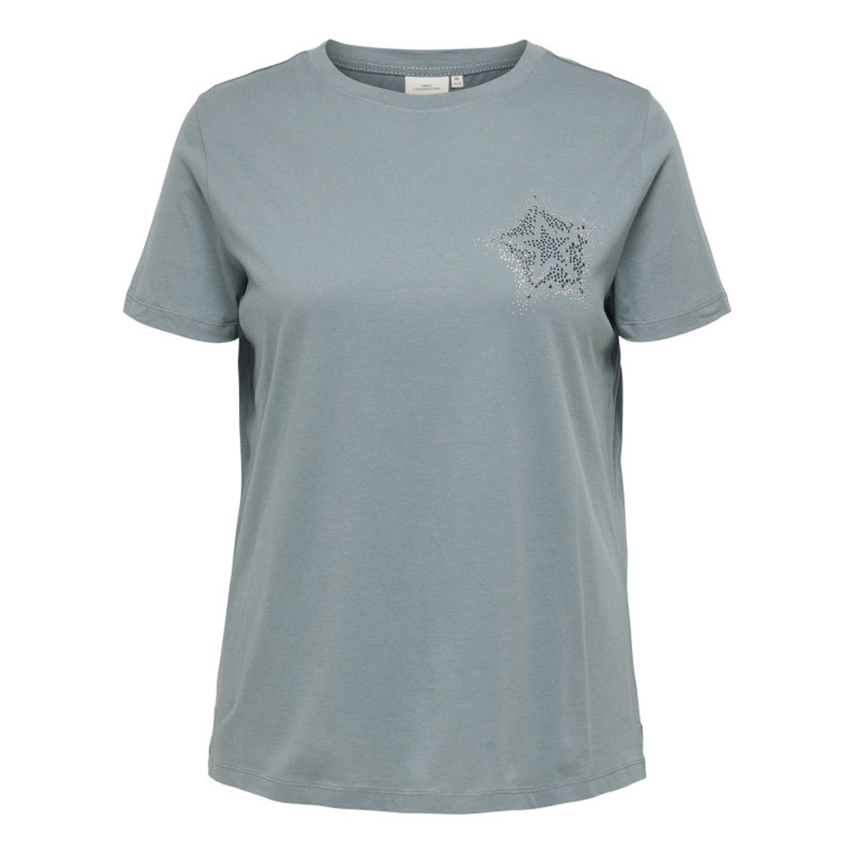 T-shirt en coton biologique kaki uni avec une coupe ajustée vert, ONLY CARMAKOMA