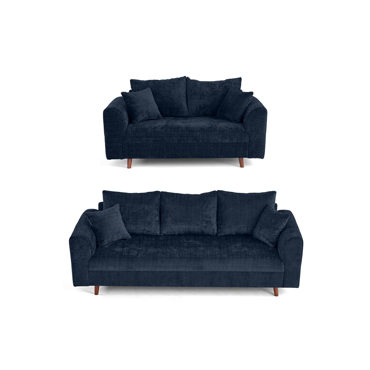 Rune - Ensemble de canapés droits 2+3 places velours texturé bleu, BEST MOBILIER