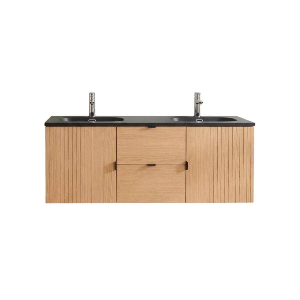 Meuble double vasque 140cm chêne, vasques et robinets STUDIO couleur unique, MOB IN